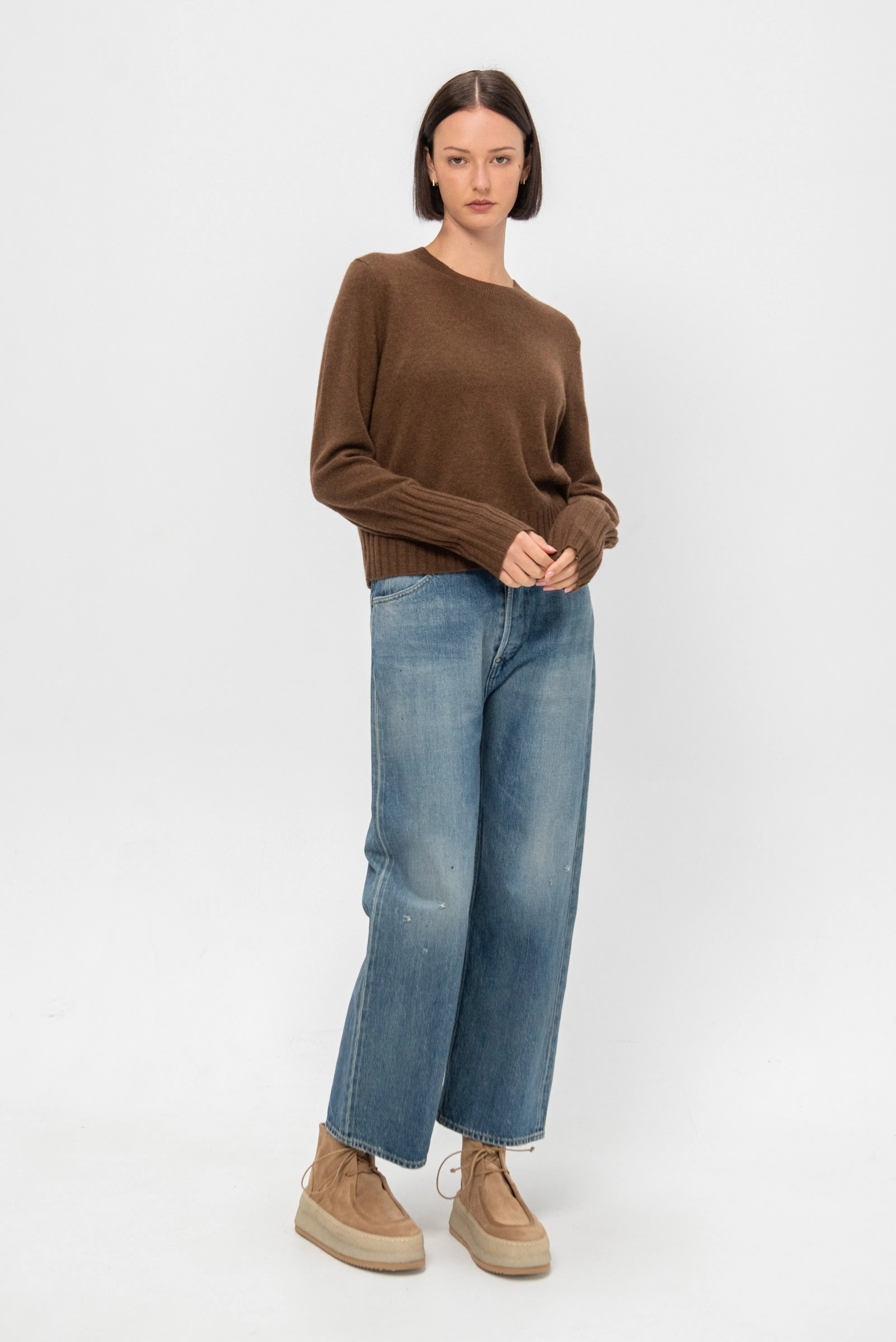 Shrunken Crew, Chestnut sold by Kick Pleat