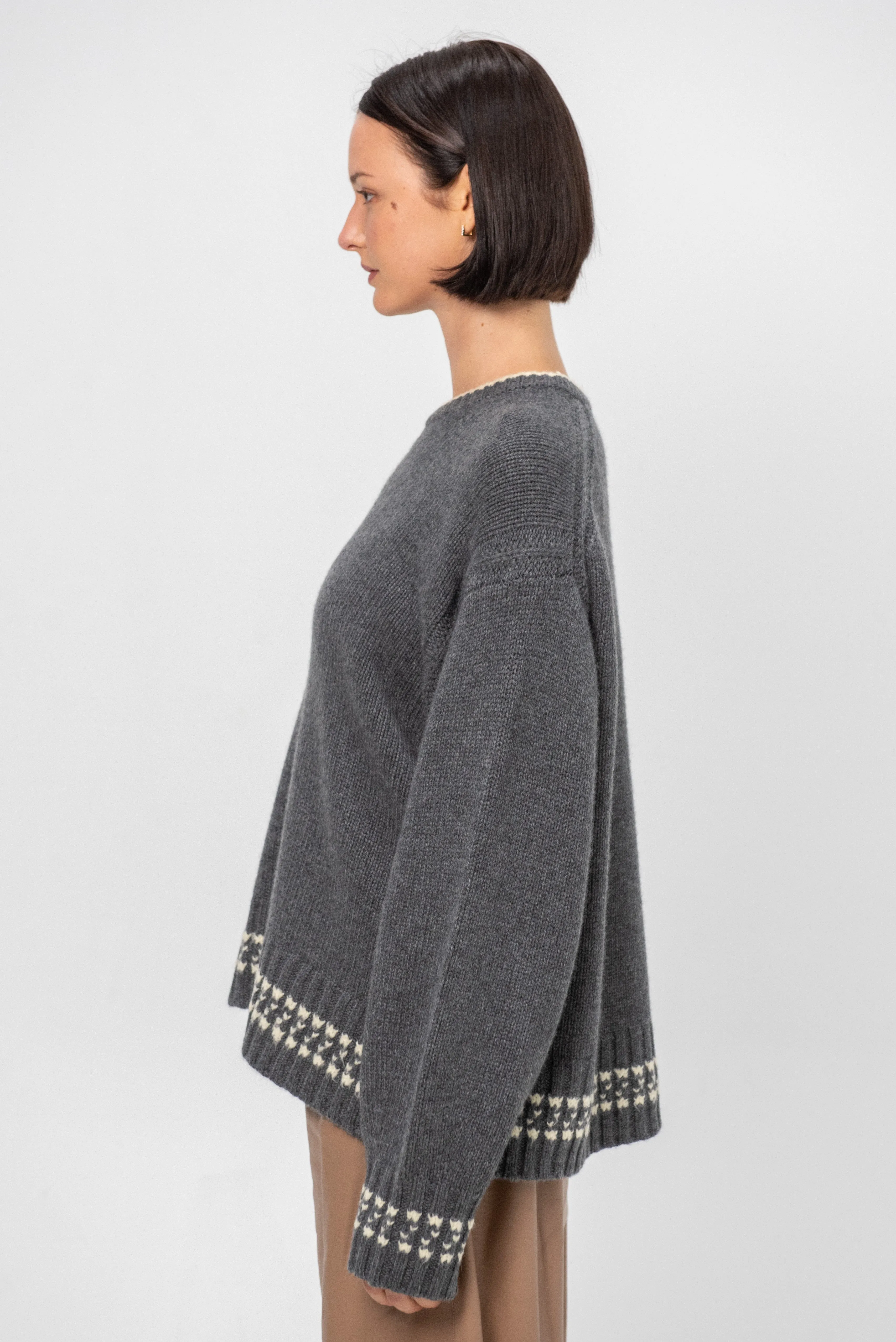 Tipped Cozy Crew, Charcoal & Mist sold by Kick Pleat product image thumbnail 3