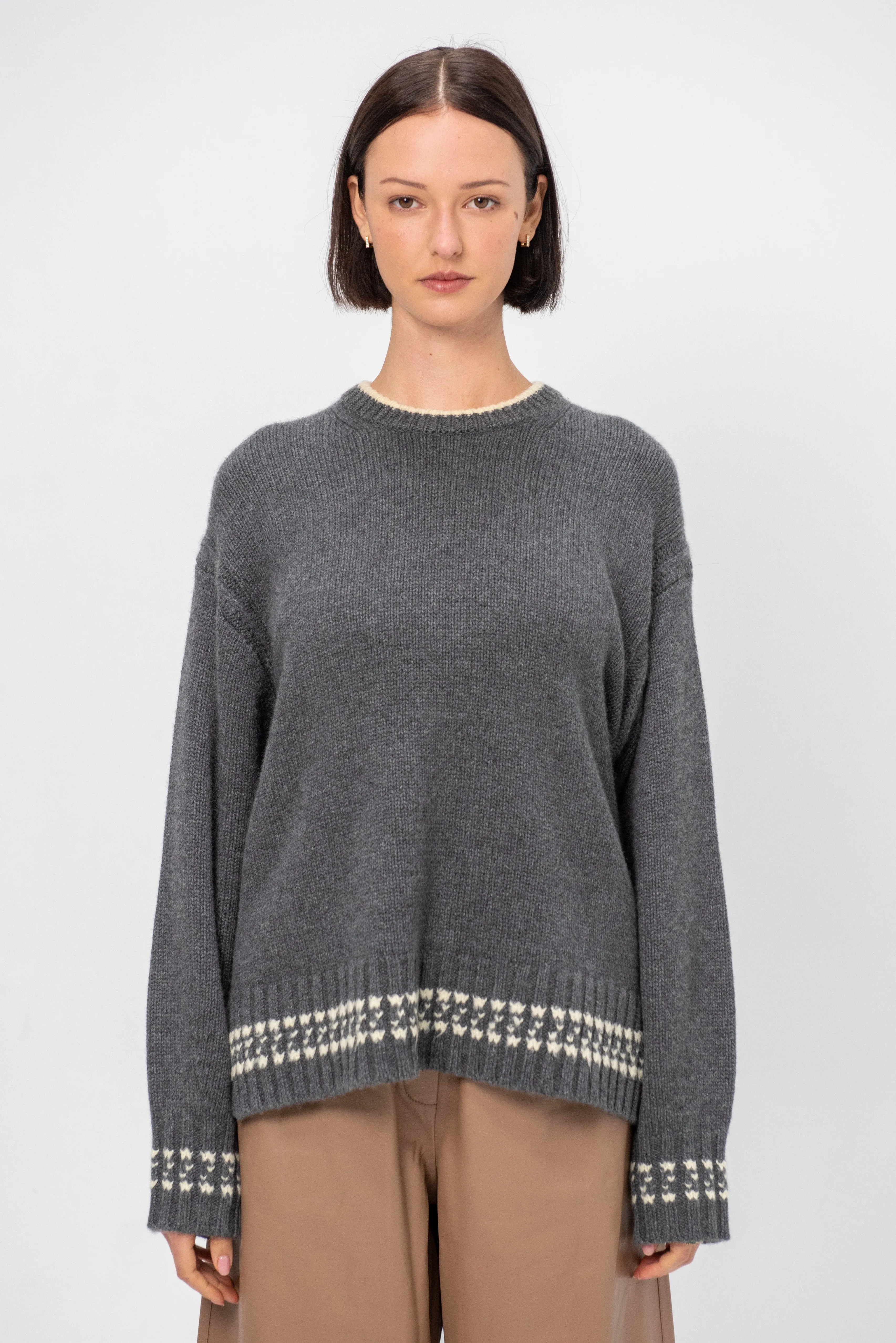 Tipped Cozy Crew, Charcoal & Mist sold by Kick Pleat product image thumbnail 2