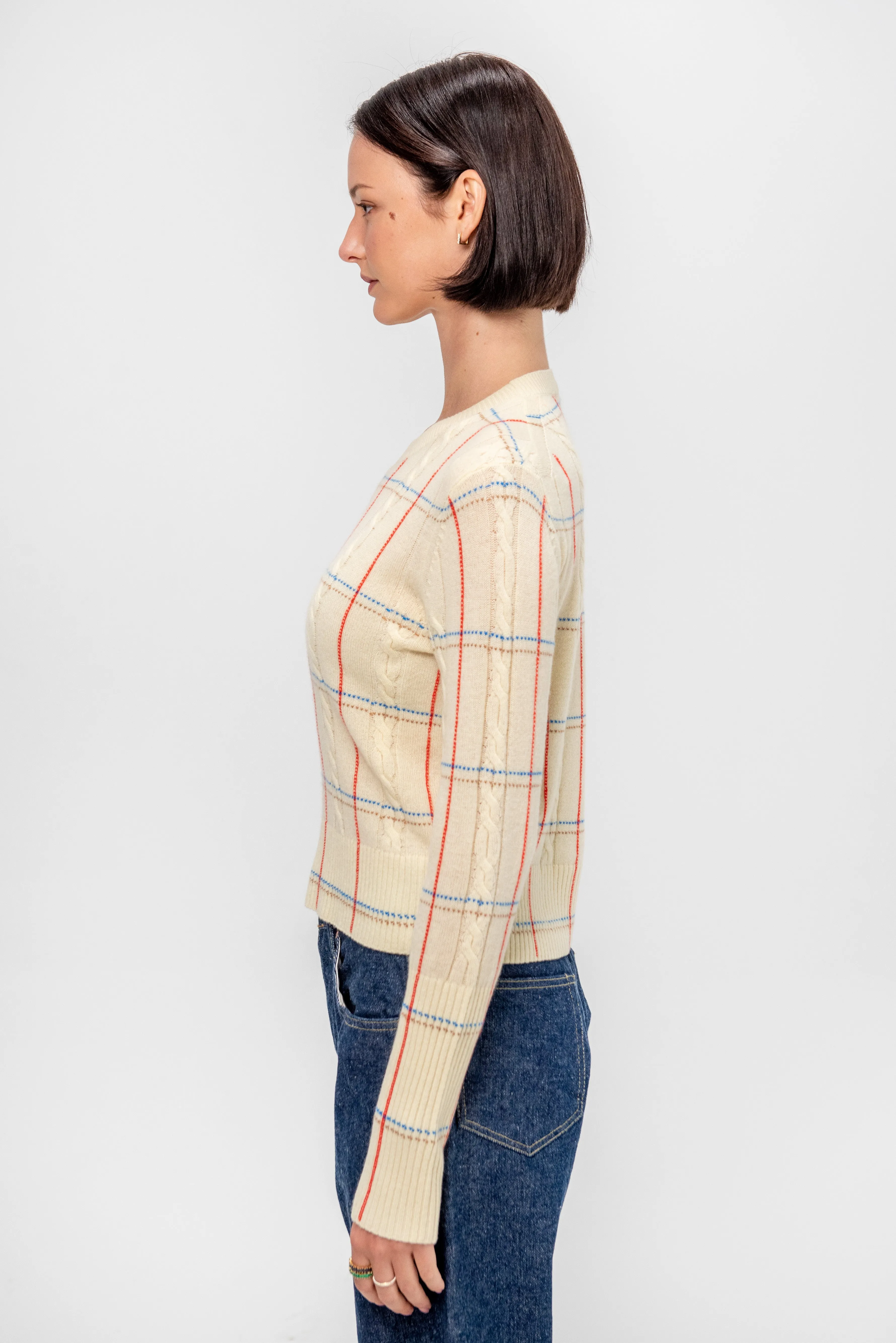 Shrunken Check Crew, Mist Combo sold by Kick Pleat product image thumbnail 3