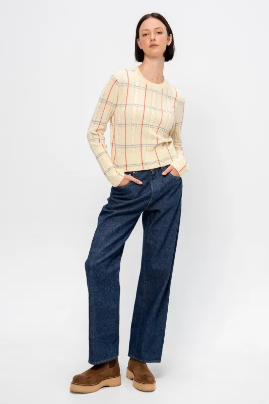 Shrunken Check Crew, Mist Combo sold by Kick Pleat