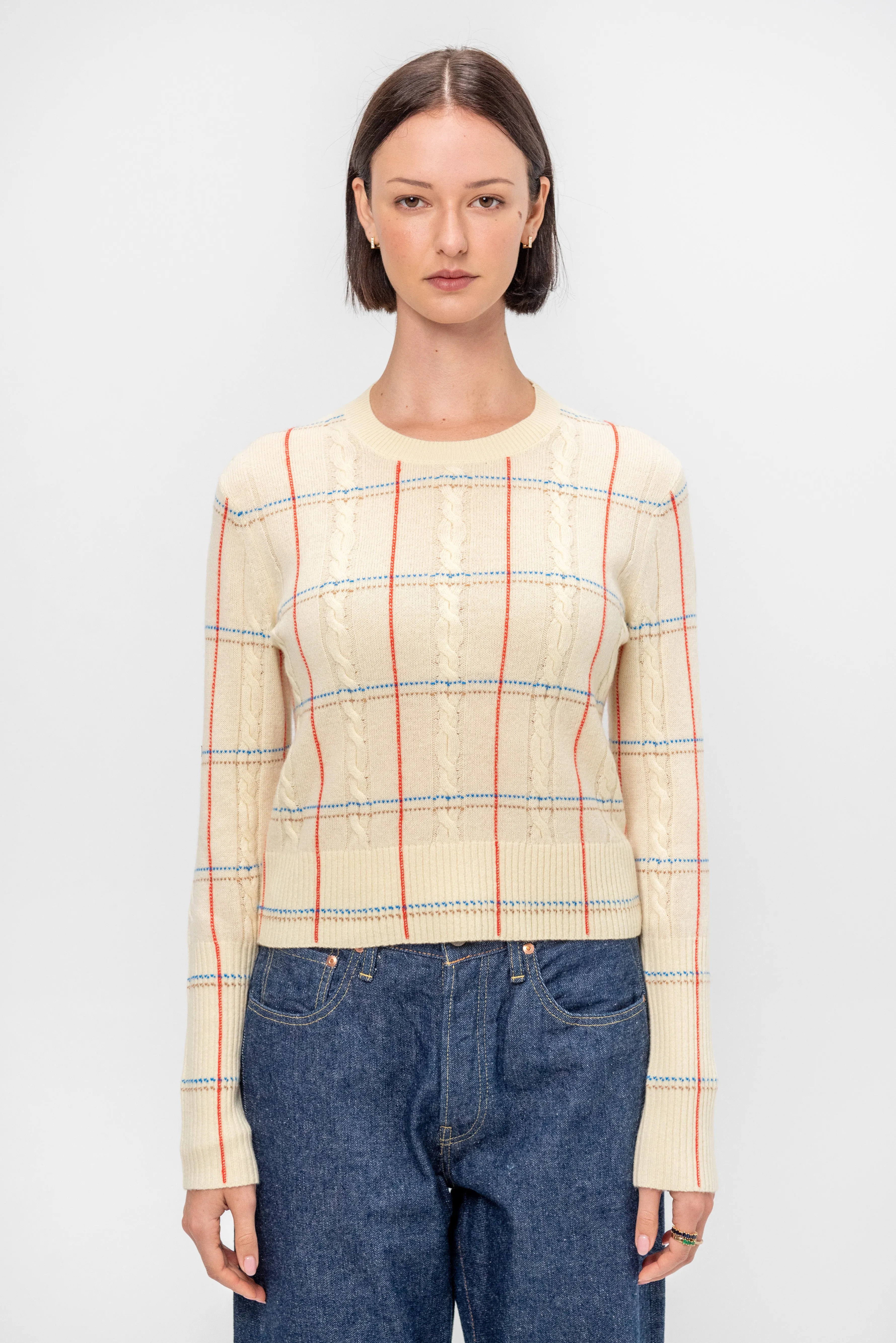 Shrunken Check Crew, Mist Combo sold by Kick Pleat product image thumbnail 2