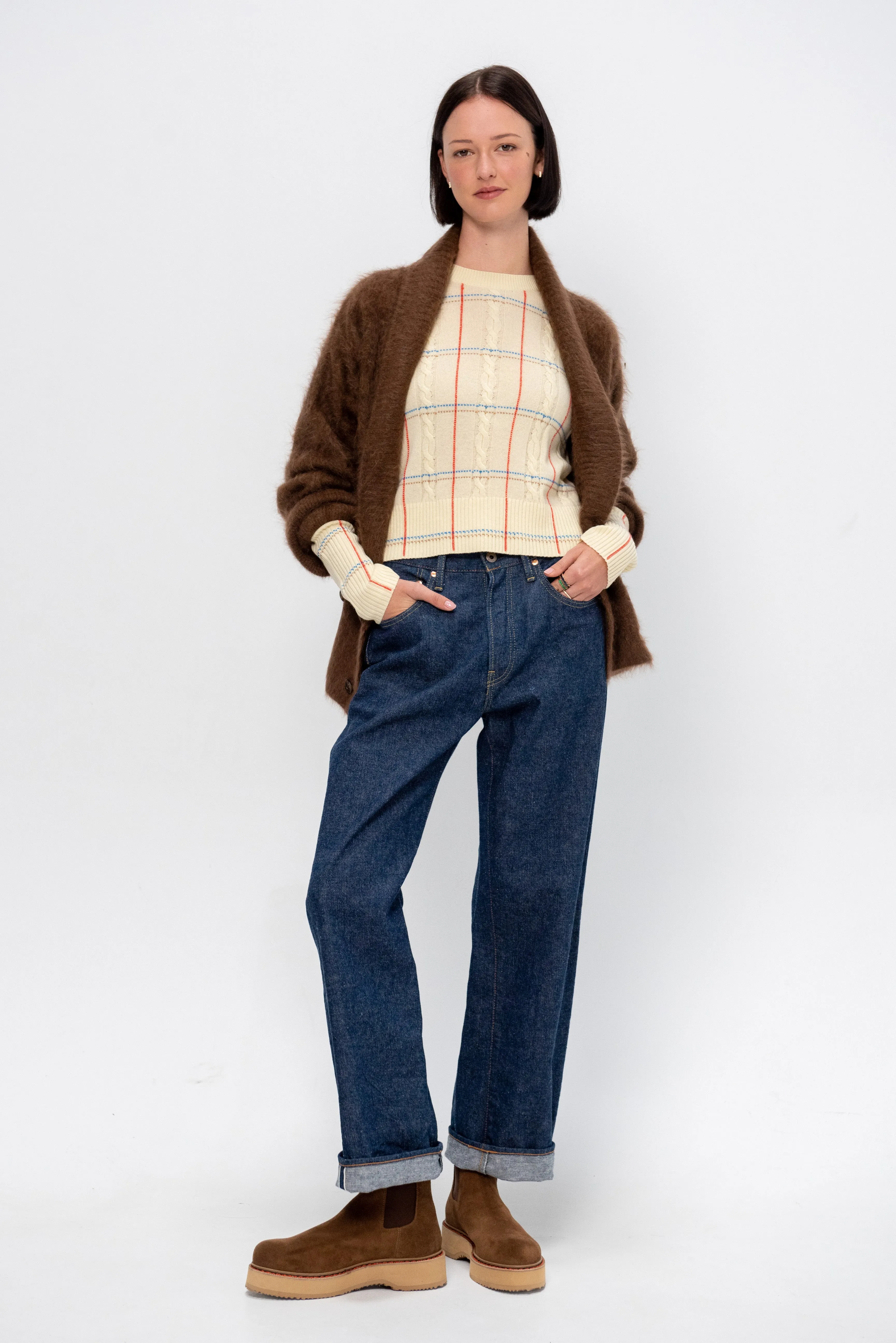 Shrunken Check Crew, Mist Combo sold by Kick Pleat product image thumbnail 5