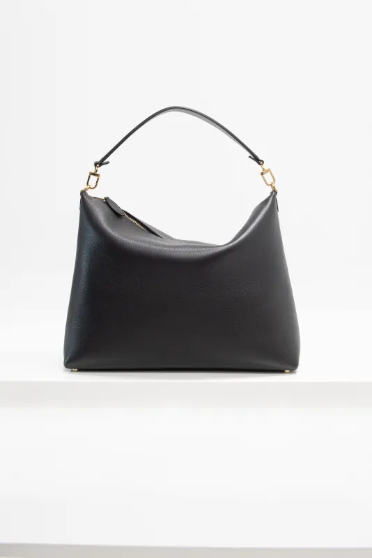 Med Bevel Grained-Leather Bag, Black made by Toteme