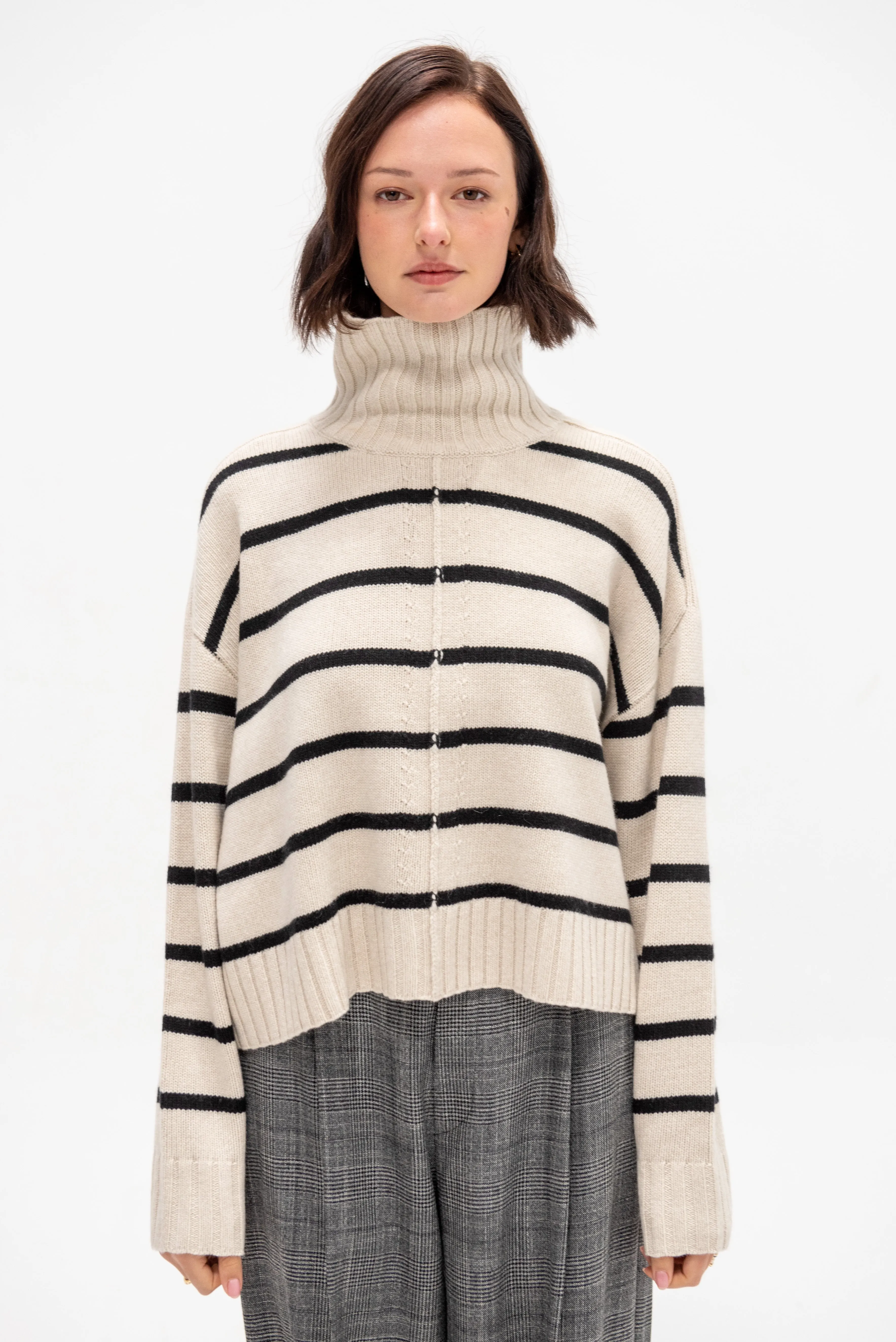Ari Cropped Turtle, Cream & Black Stripe sold by Kick Pleat product image thumbnail 3