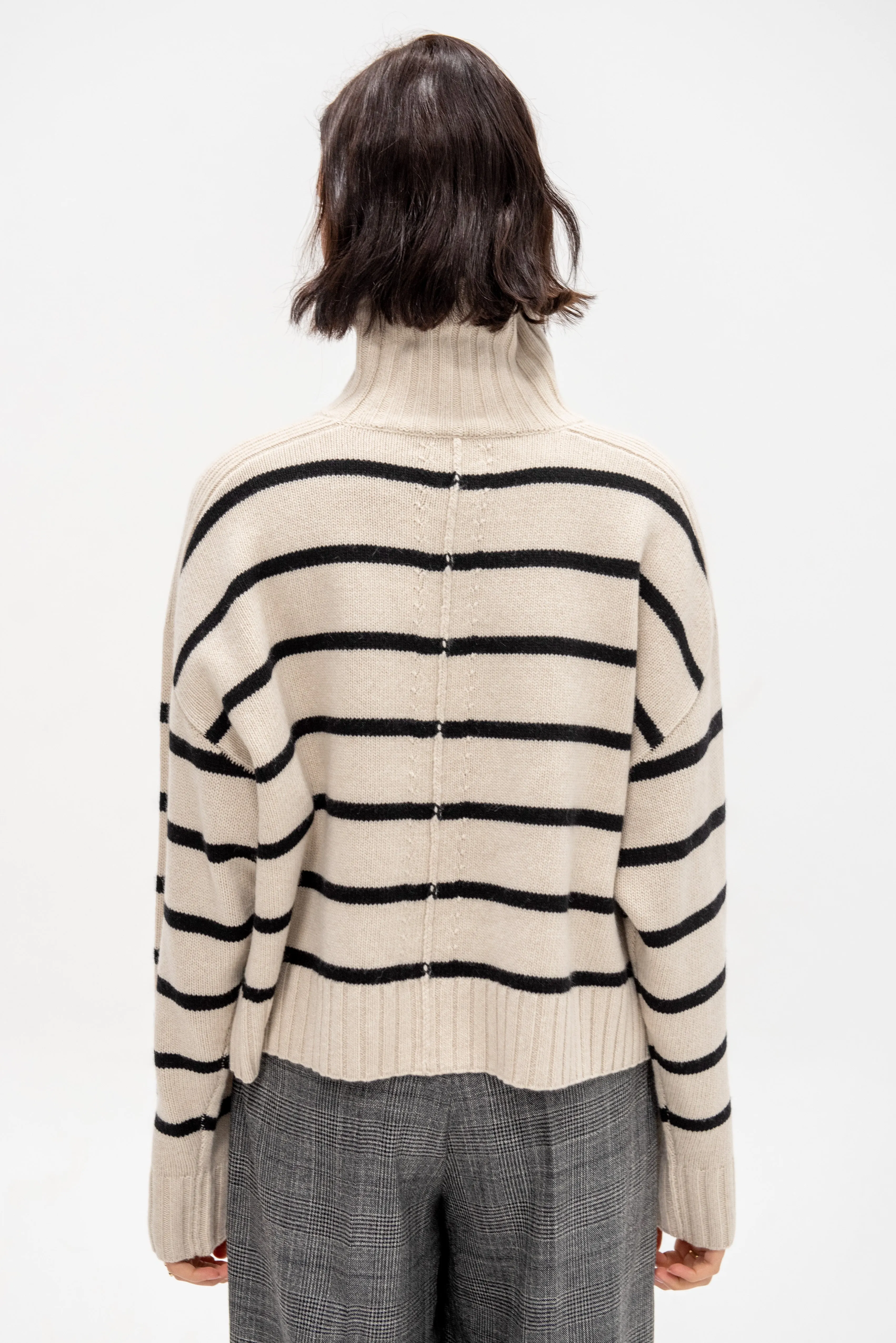 Ari Cropped Turtle, Cream & Black Stripe sold by Kick Pleat product image thumbnail 5