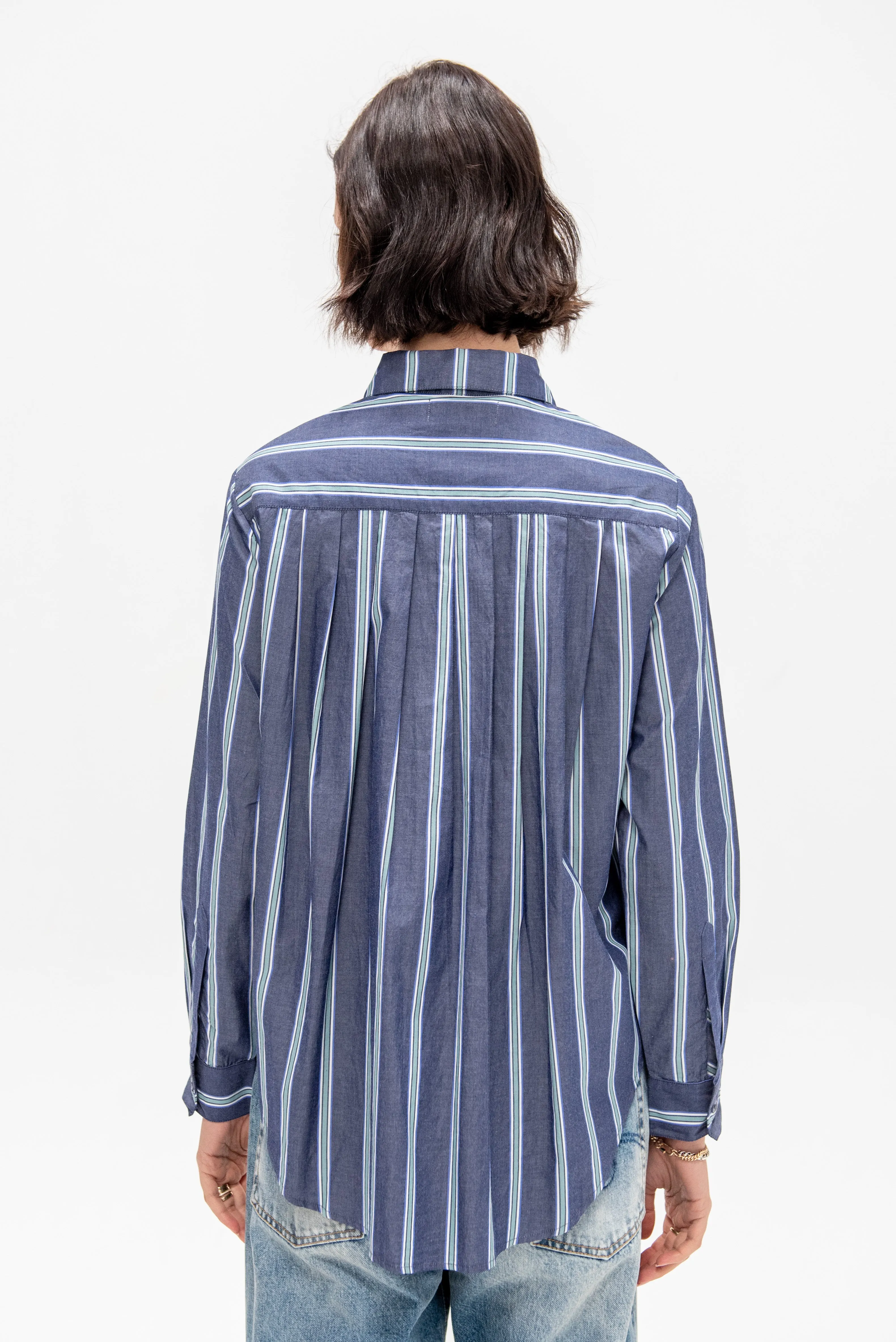 Sodi Wrap Button Top, Indigo Stripe sold by Kick Pleat product image thumbnail 5
