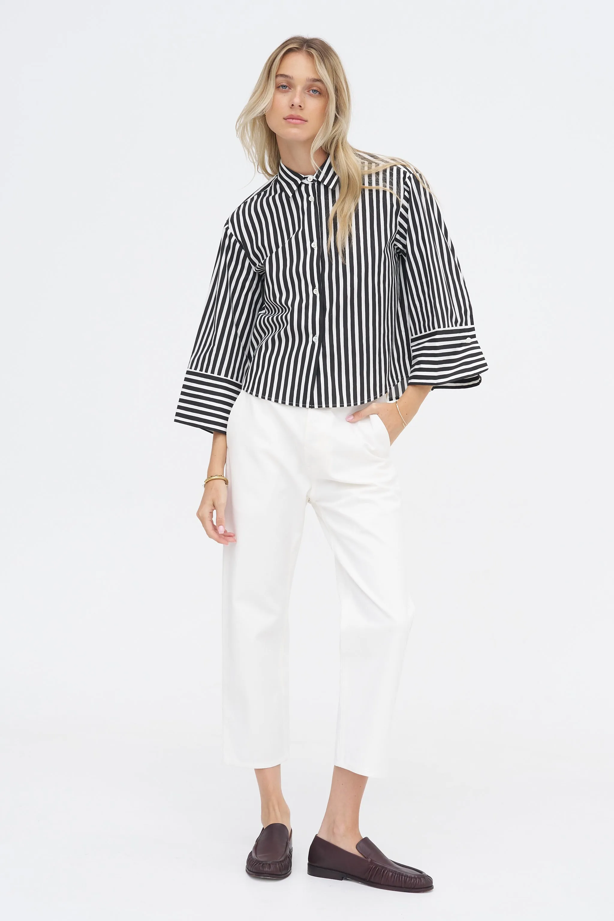 Andrea Shirt, Black & White sold by Kick Pleat product image thumbnail 5
