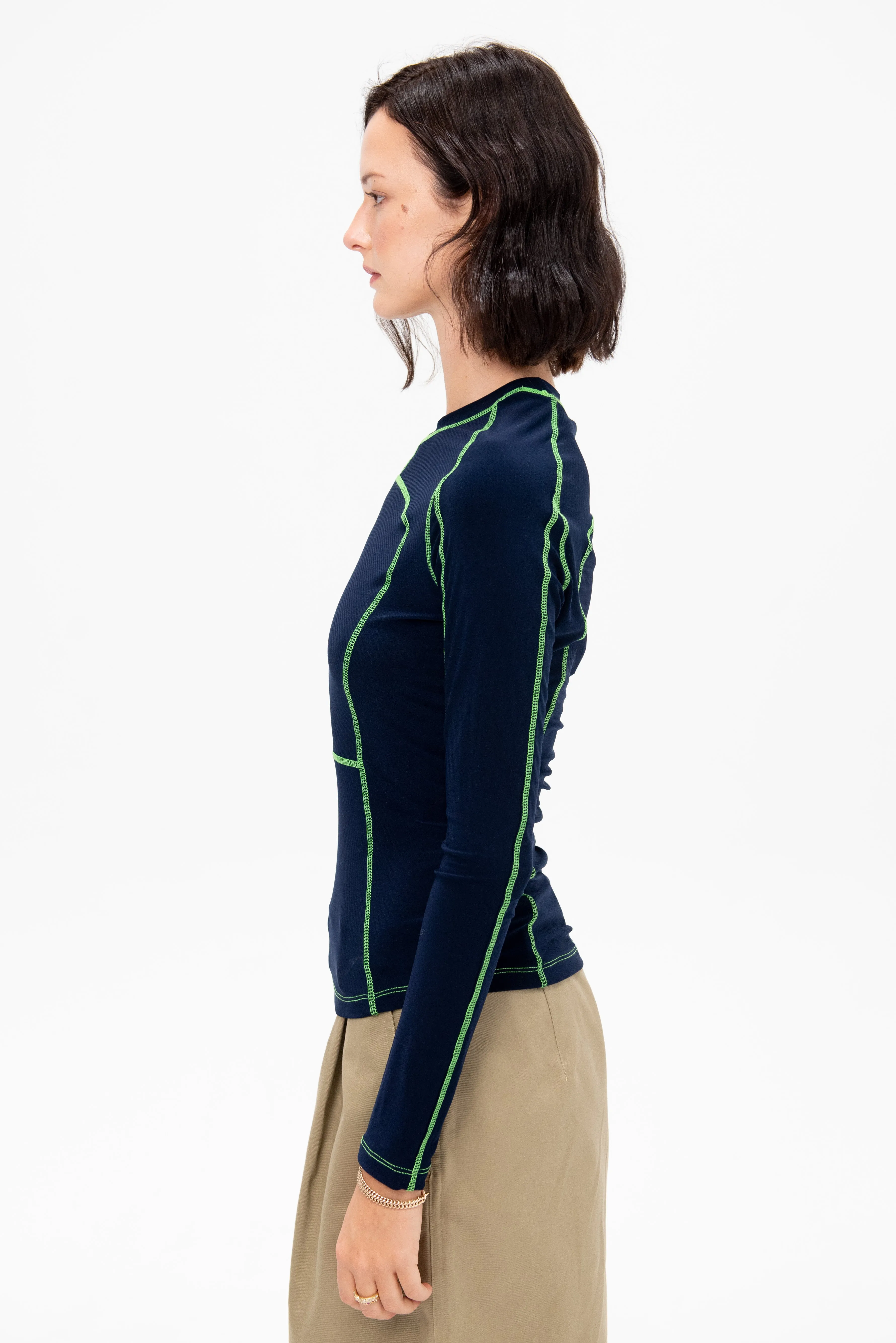 Long Sleeve Paneled Scuba Top, Ink & Grass sold by Kick Pleat product image thumbnail 3