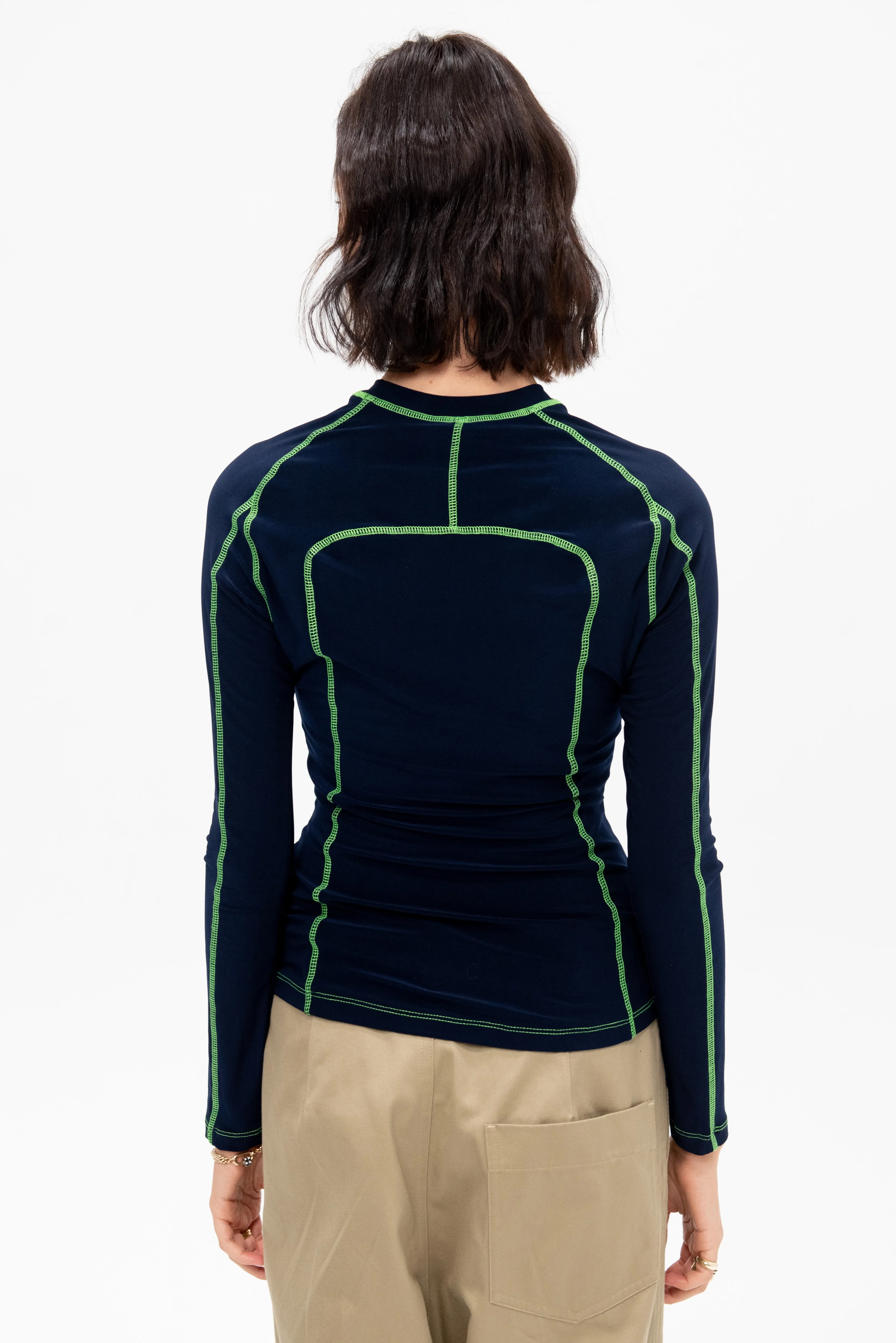 Long Sleeve Paneled Scuba Top, Ink & Grass sold by Kick Pleat product image thumbnail 4