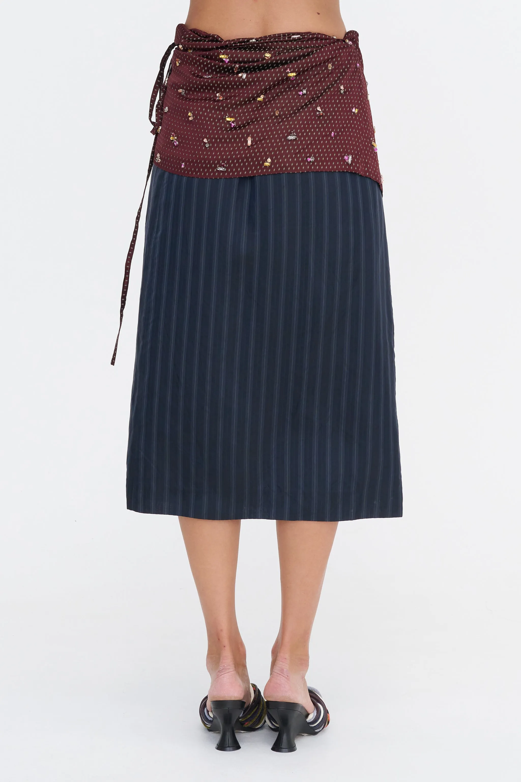 Embellished Wrap Skirt, Burgundy sold by Kick Pleat product image thumbnail 4