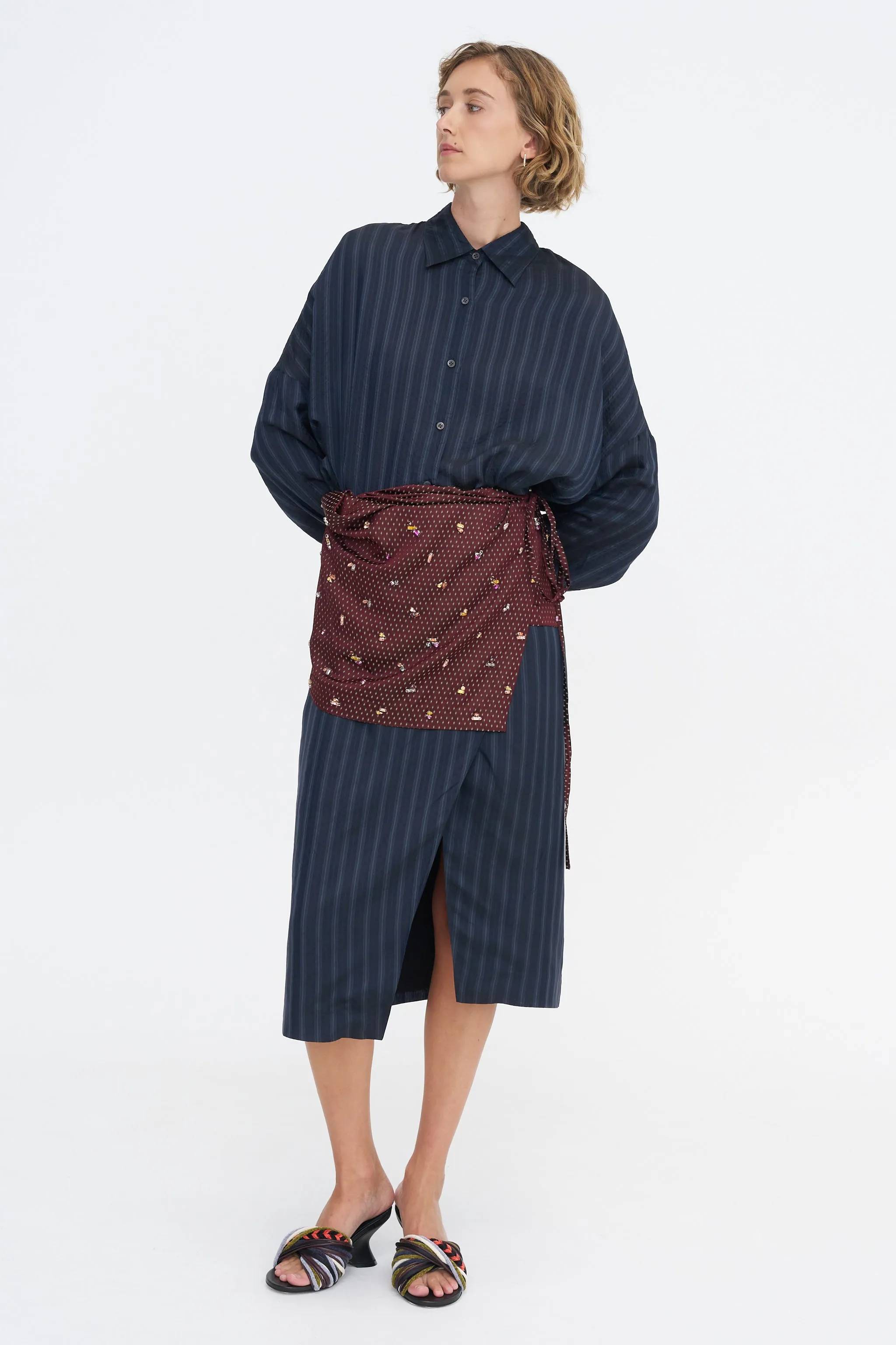 Embellished Wrap Skirt, Burgundy sold by Kick Pleat product image thumbnail 5