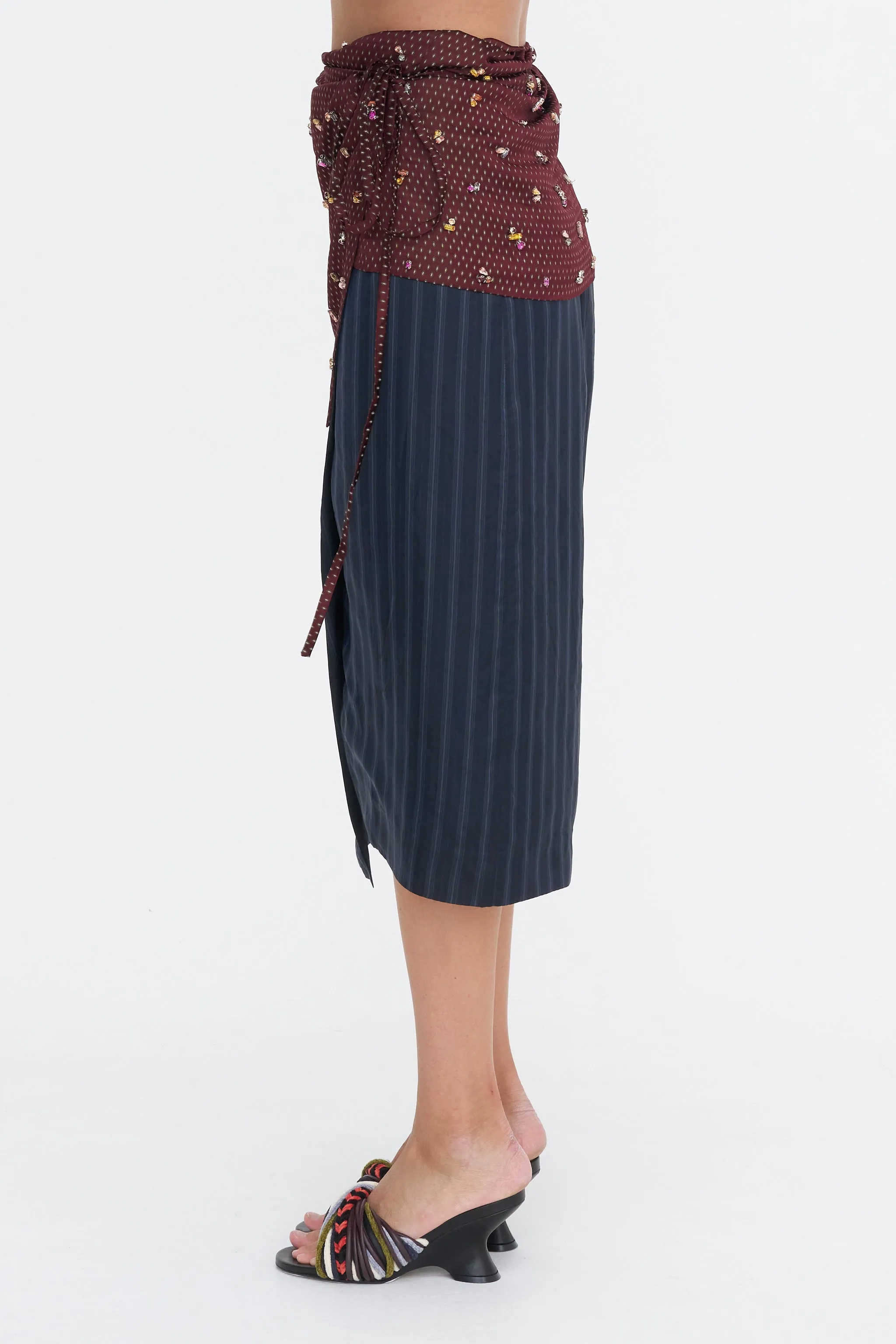 Embellished Wrap Skirt, Burgundy sold by Kick Pleat product image thumbnail 3