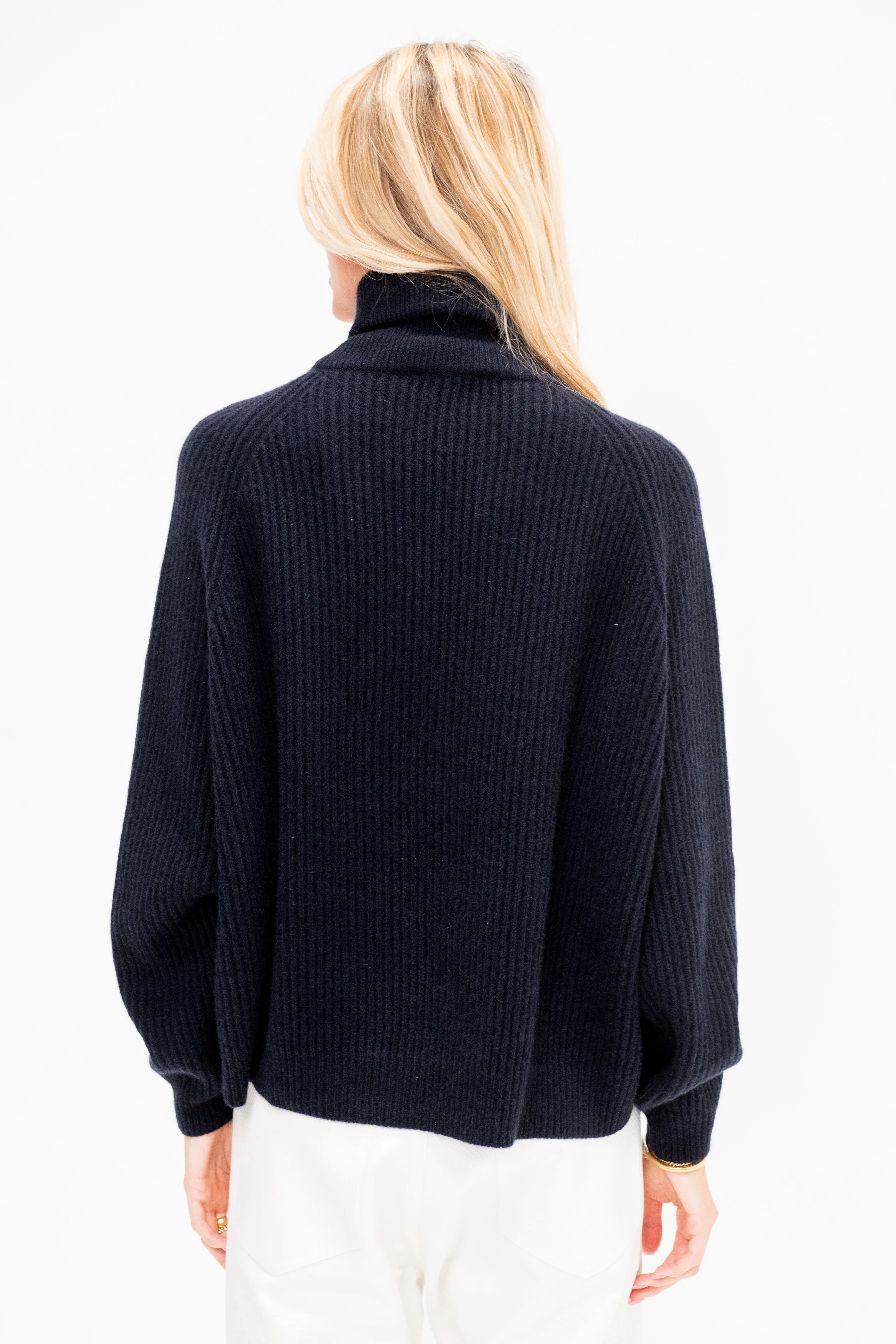 Turtleneck Ribbed Raglan Sweater, Midnight sold by Kick Pleat product image thumbnail 4