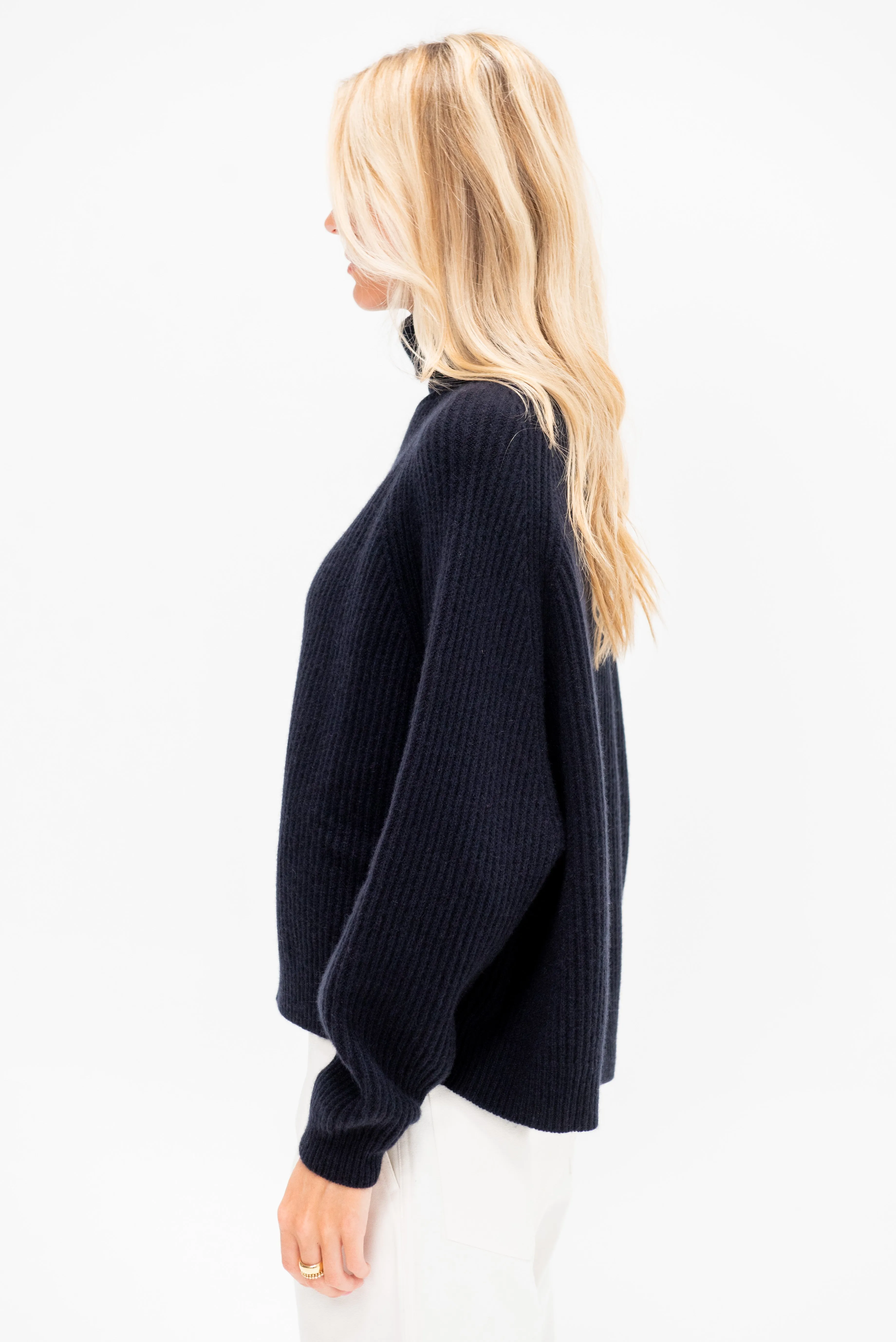 Turtleneck Ribbed Raglan Sweater, Midnight sold by Kick Pleat product image thumbnail 3