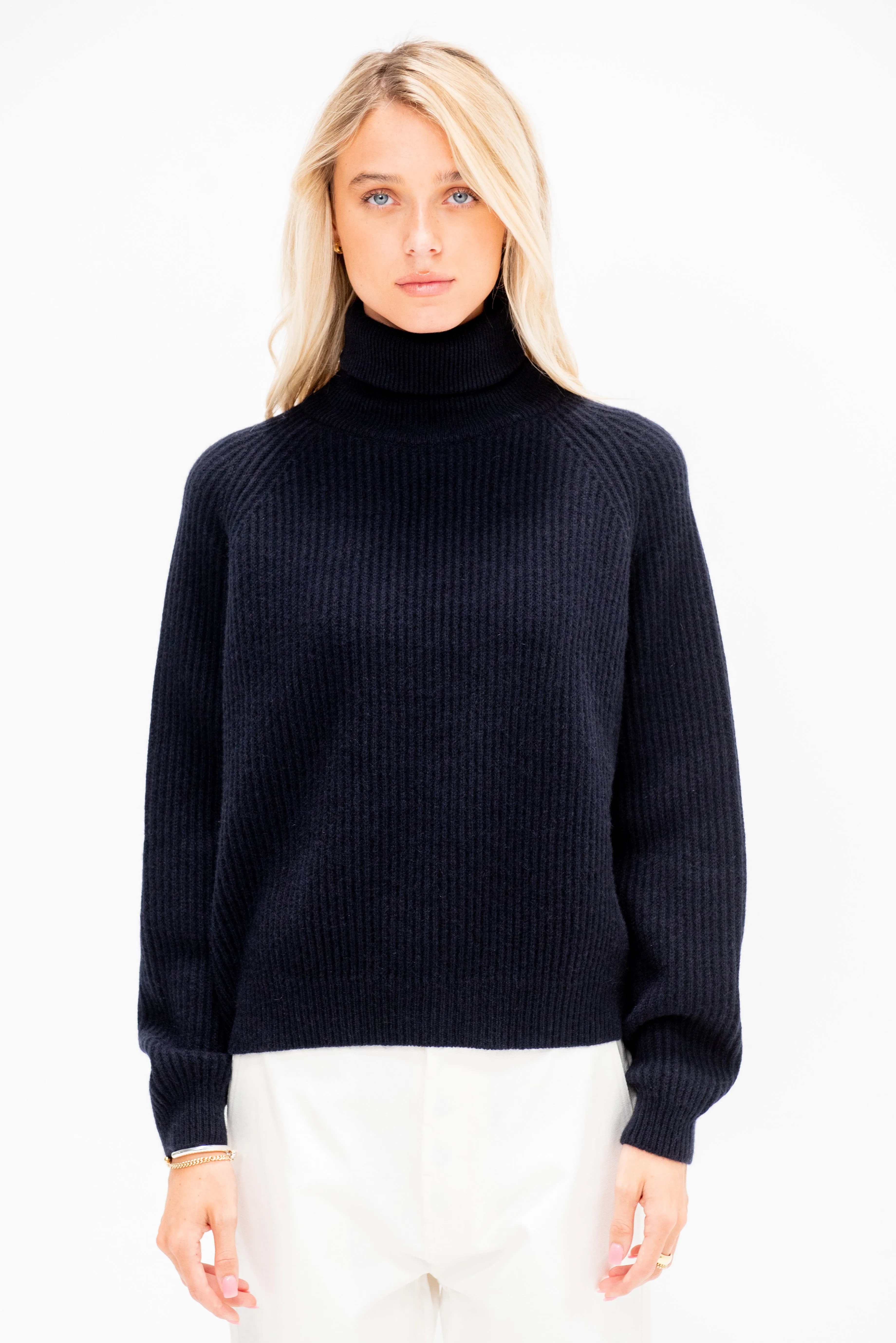 Turtleneck Ribbed Raglan Sweater, Midnight sold by Kick Pleat product image thumbnail 2