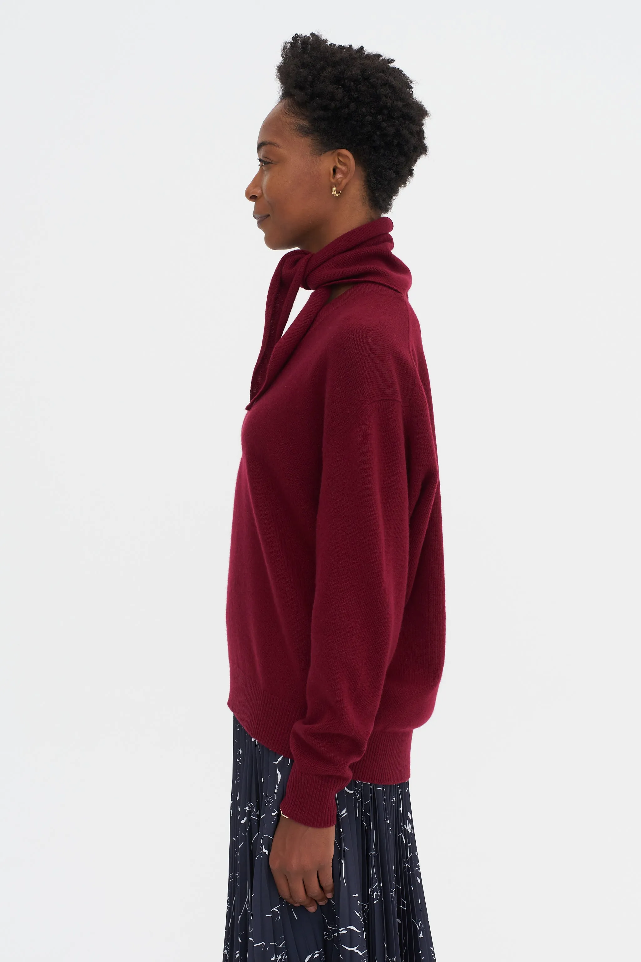 Shawl Sweater, Burgundy sold by Kick Pleat product image thumbnail 3