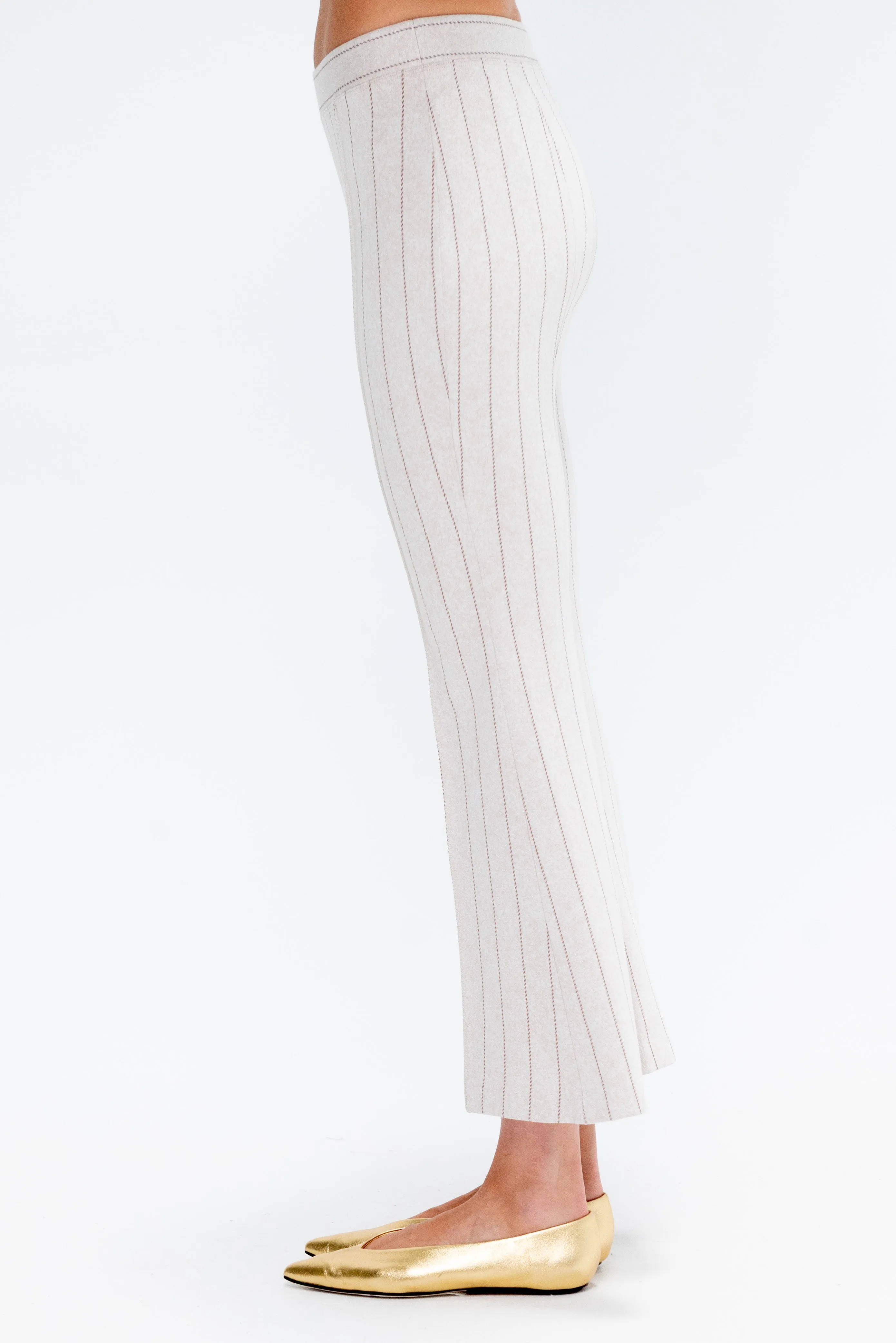 Pull On Cropped Flare Pants - Pinstripe, Beige & Brown sold by Kick Pleat product image thumbnail 3