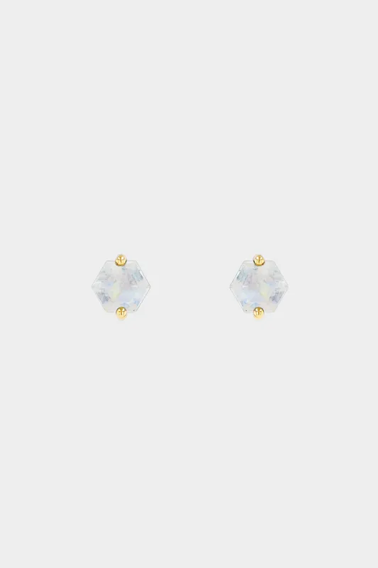 Amalfi Hexagon Stud, Rainbow Moonstone made by Kick Pleat