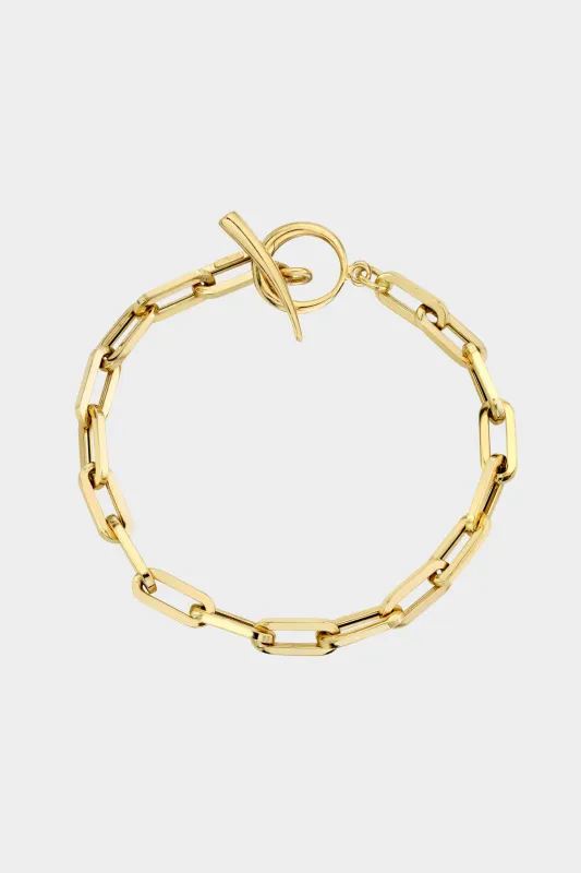 Fine Rectangular Link Chain Bracelet, Yellow Gold sold by Kick Pleat
