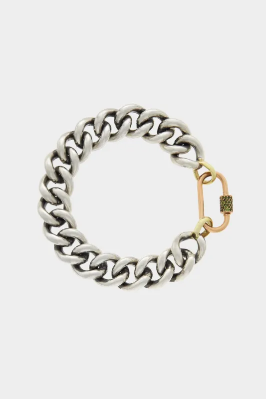 Mega Curb Bracelet, Silver & Yellow Gold made by Kick Pleat