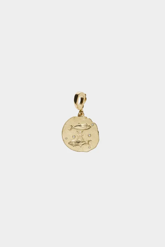 Of The Stars Pisces Small Coin Charm, Yellow Gold made by Azlee