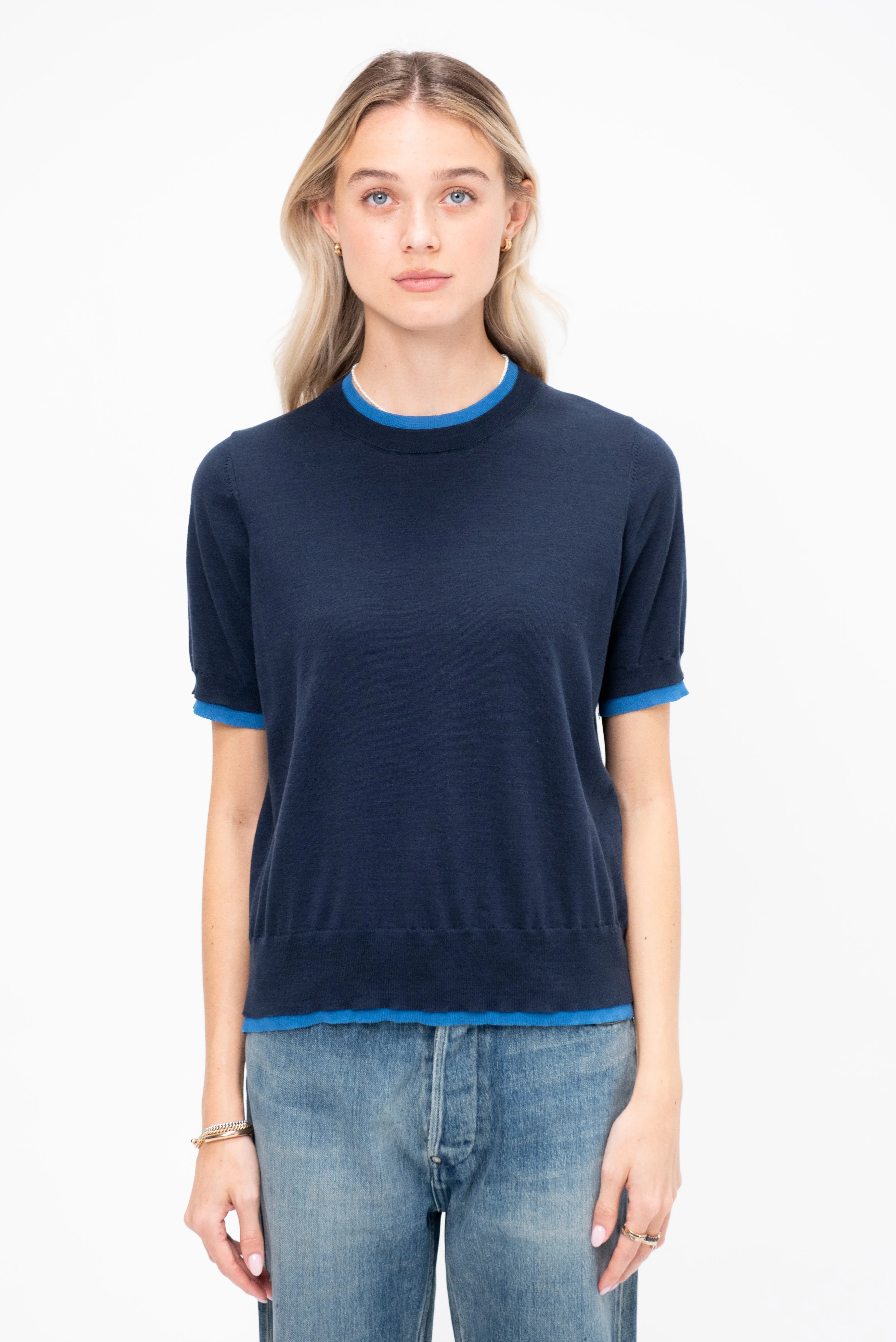 Mindy Fine Cotton Top, Navy & Blue sold by Kick Pleat product image thumbnail 2