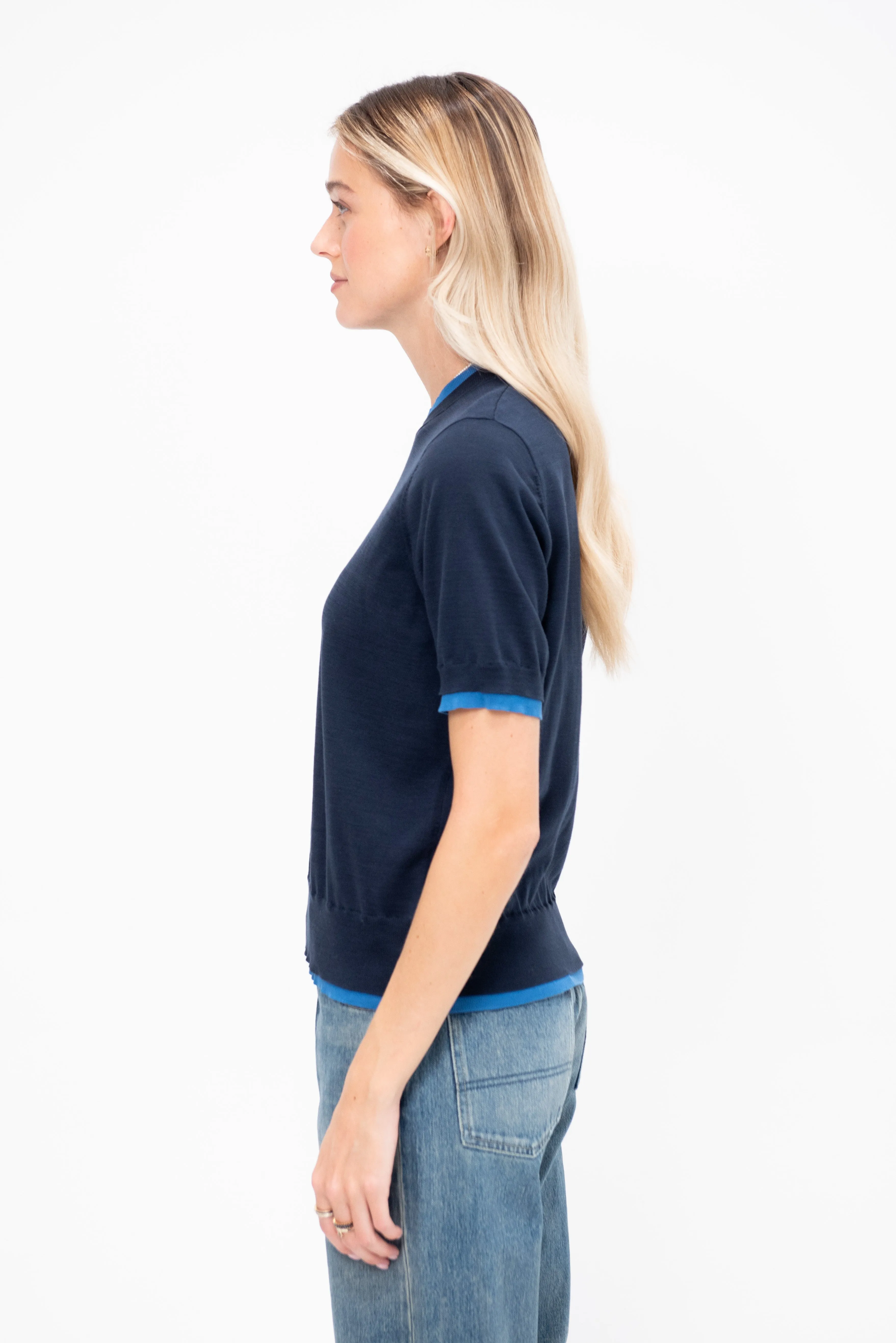 Mindy Fine Cotton Top, Navy & Blue sold by Kick Pleat product image thumbnail 3