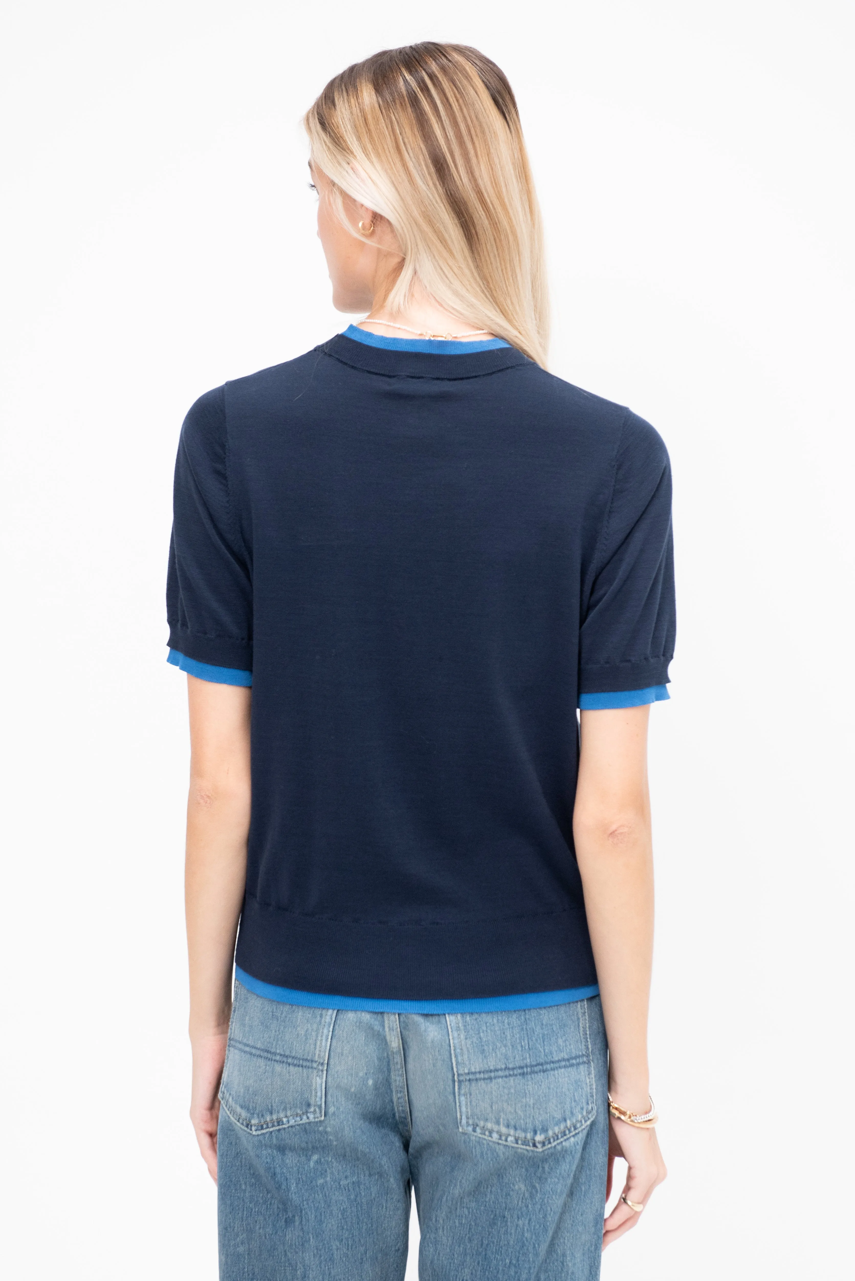 Mindy Fine Cotton Top, Navy & Blue sold by Kick Pleat product image thumbnail 4