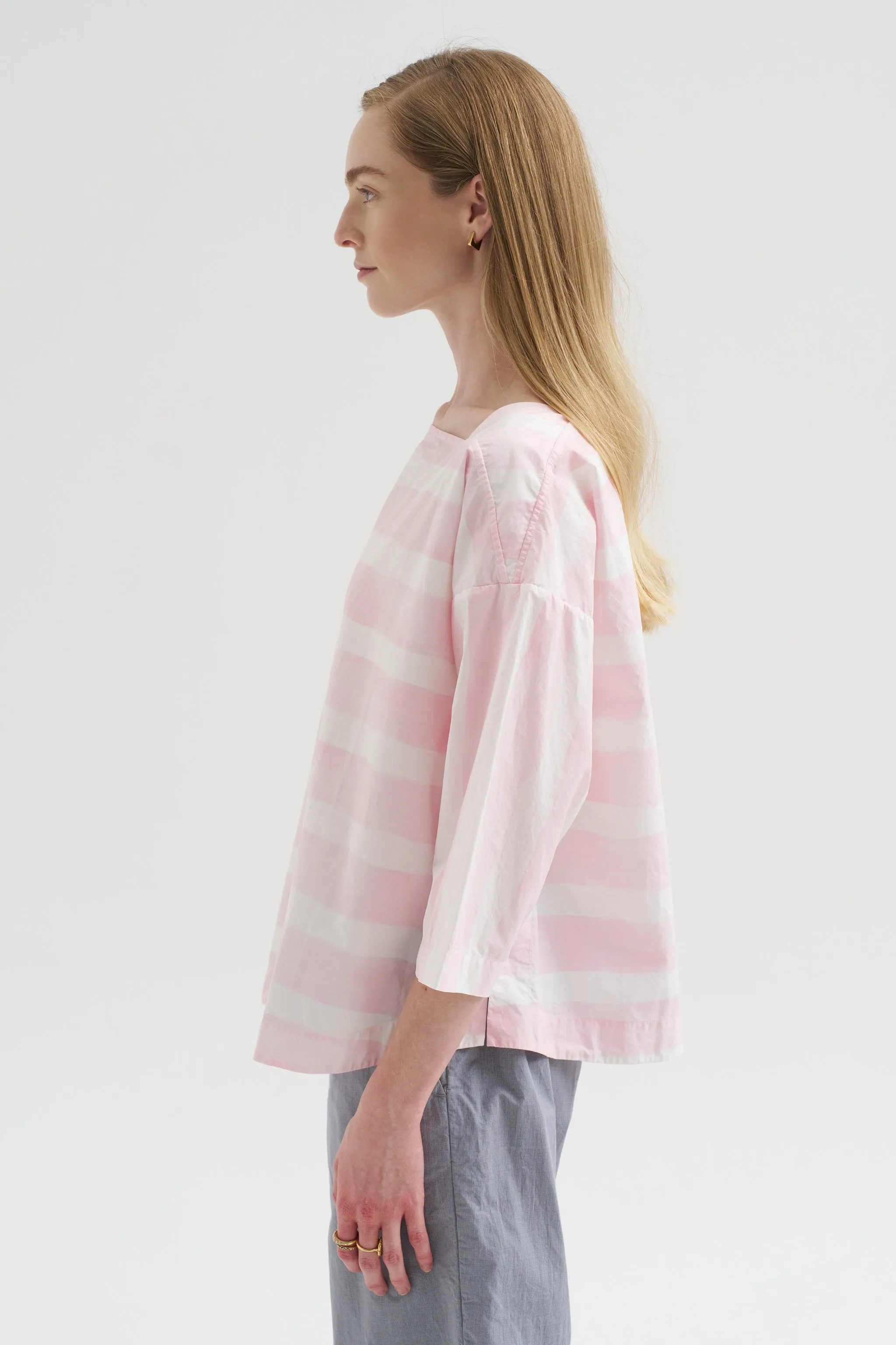 Britan Blouse, Brushstroke Rose Stripe sold by Kick Pleat product image thumbnail 3