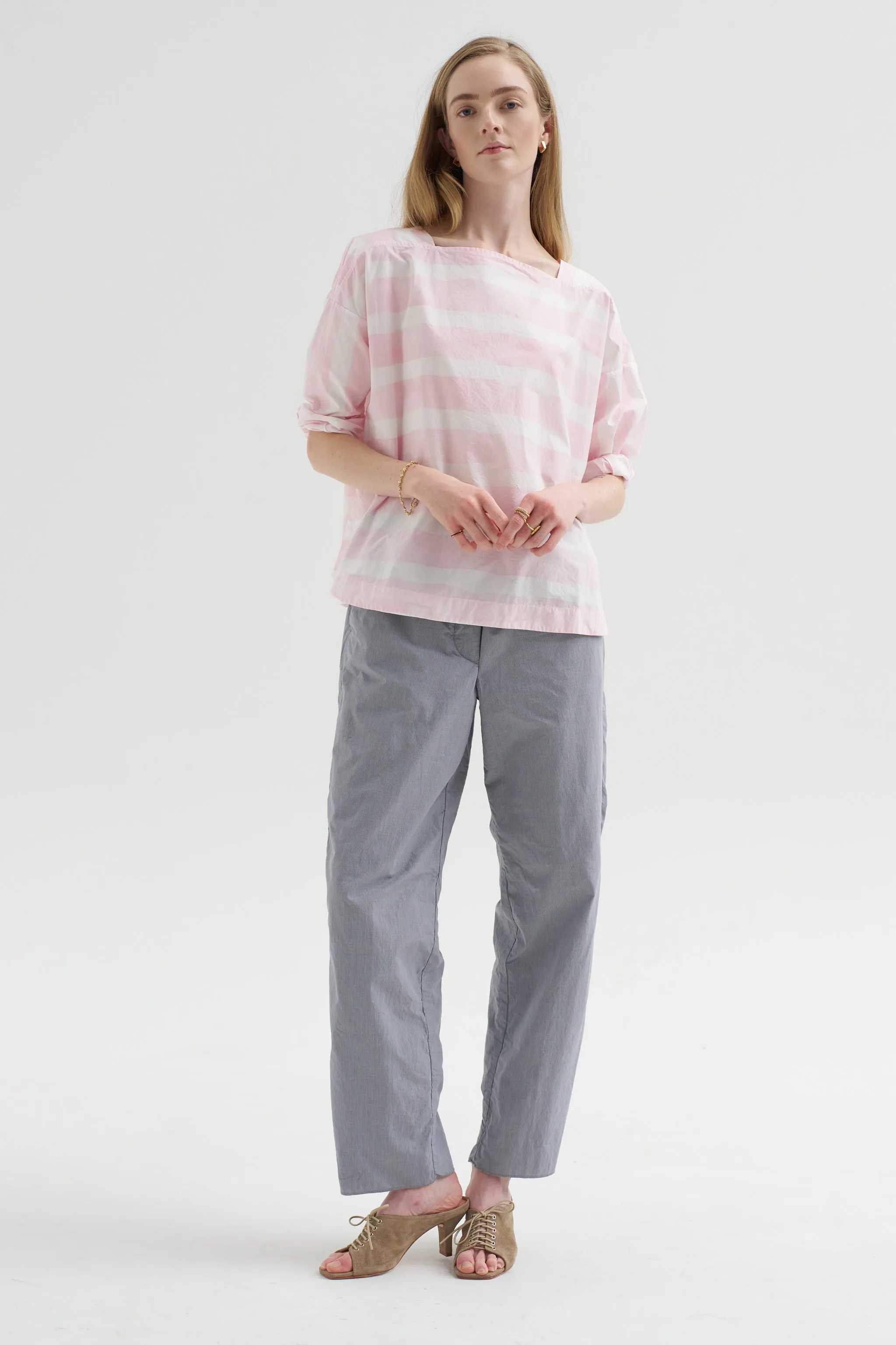 Britan Blouse, Brushstroke Rose Stripe sold by Kick Pleat product image thumbnail 5
