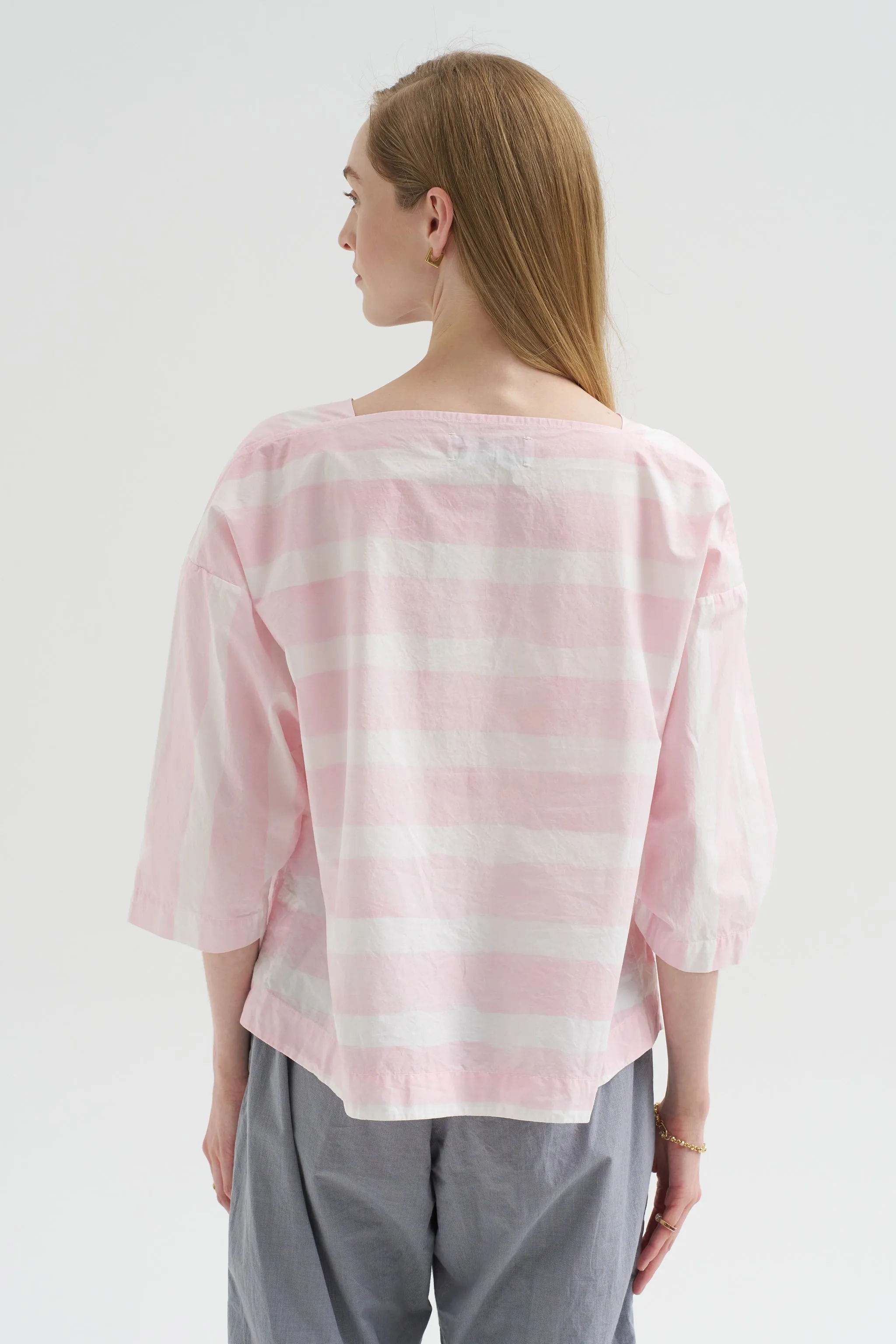 Britan Blouse, Brushstroke Rose Stripe sold by Kick Pleat product image thumbnail 4