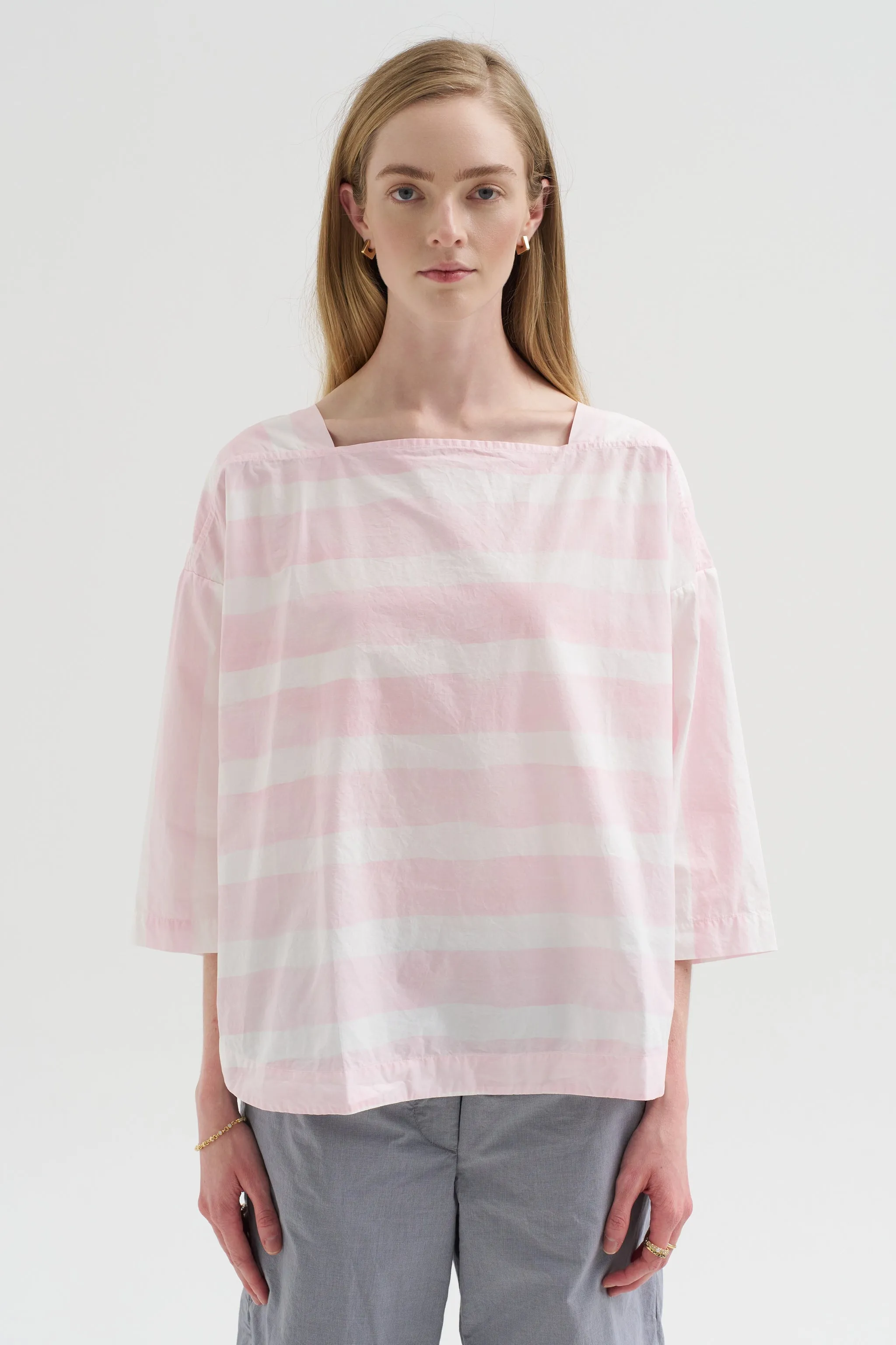 Britan Blouse, Brushstroke Rose Stripe sold by Kick Pleat product image thumbnail 2