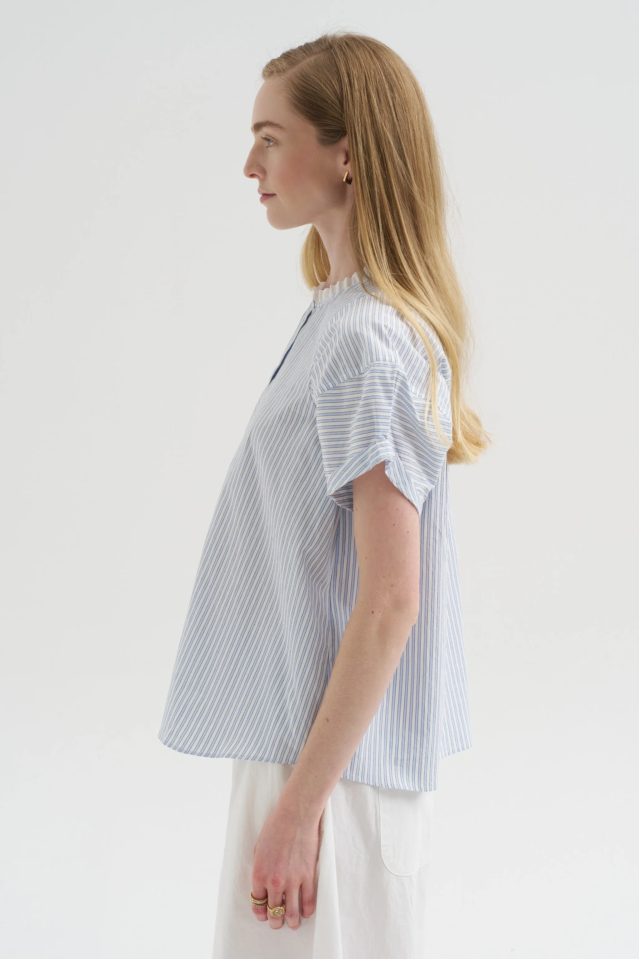 Calun Blouse, Blue Stripe sold by Kick Pleat product image thumbnail 4