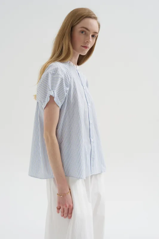 Calun Blouse, Blue Stripe sold by Kick Pleat