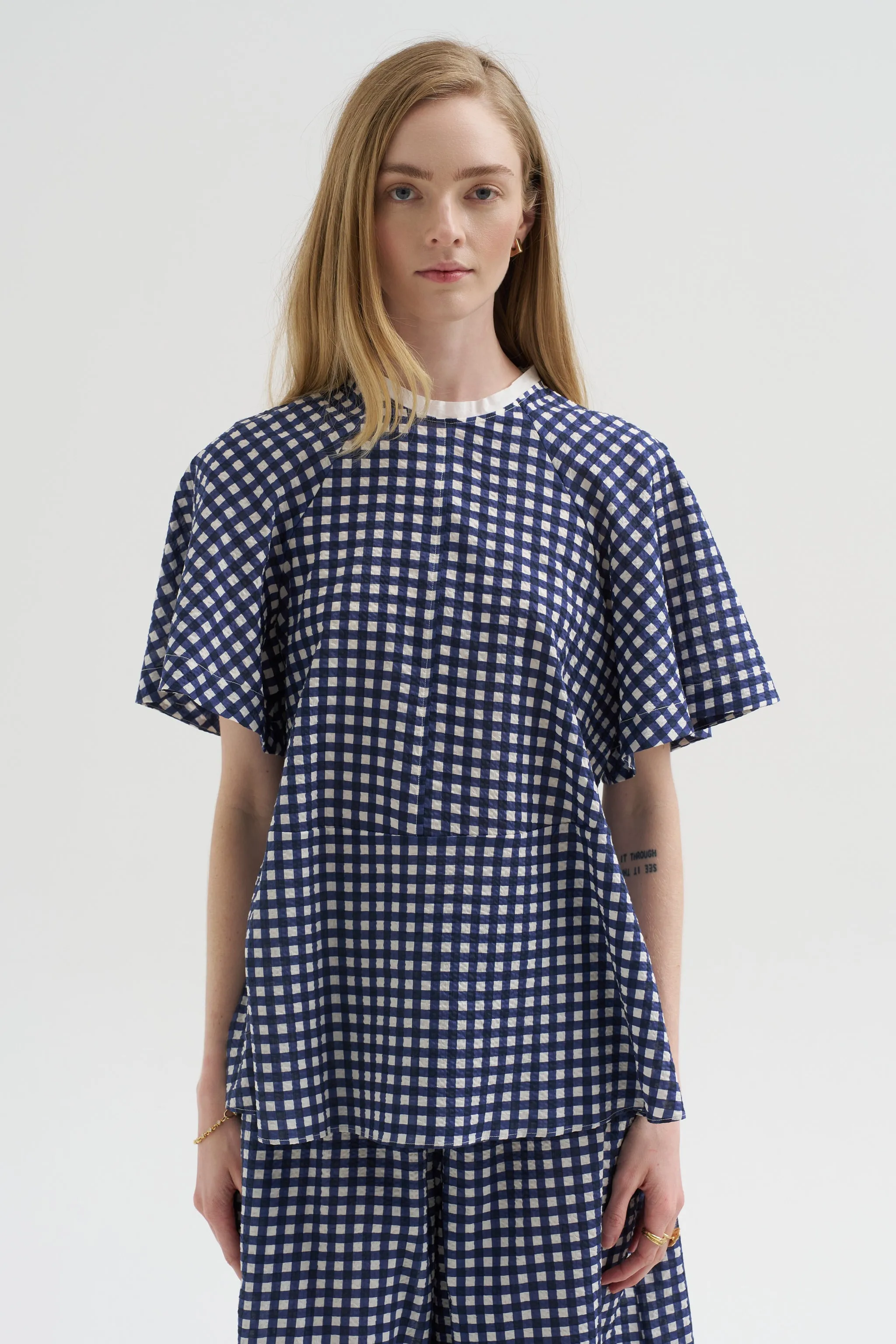 Weill Blouse, Blue Gingham sold by Kick Pleat product image thumbnail 3