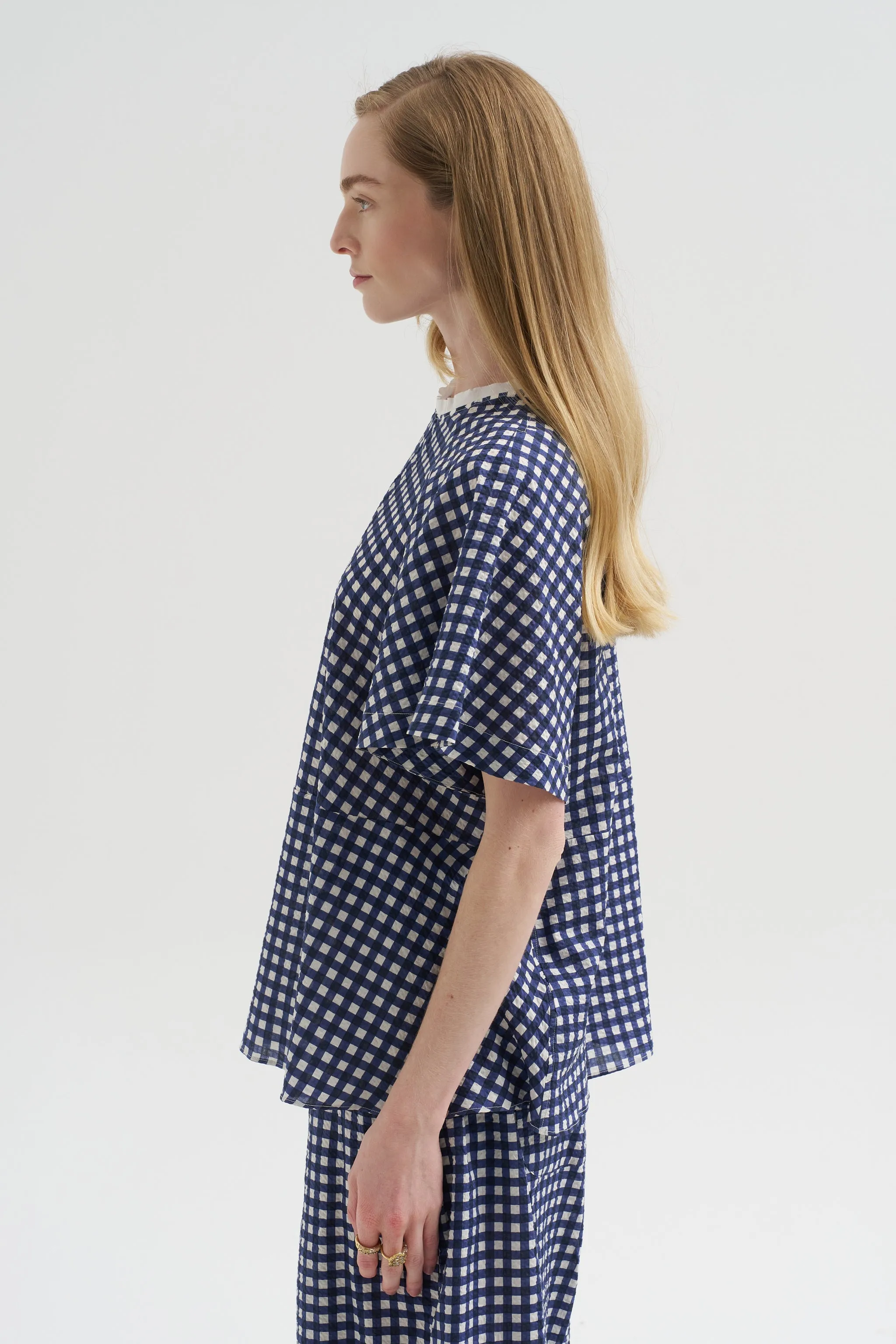 Weill Blouse, Blue Gingham sold by Kick Pleat product image thumbnail 4
