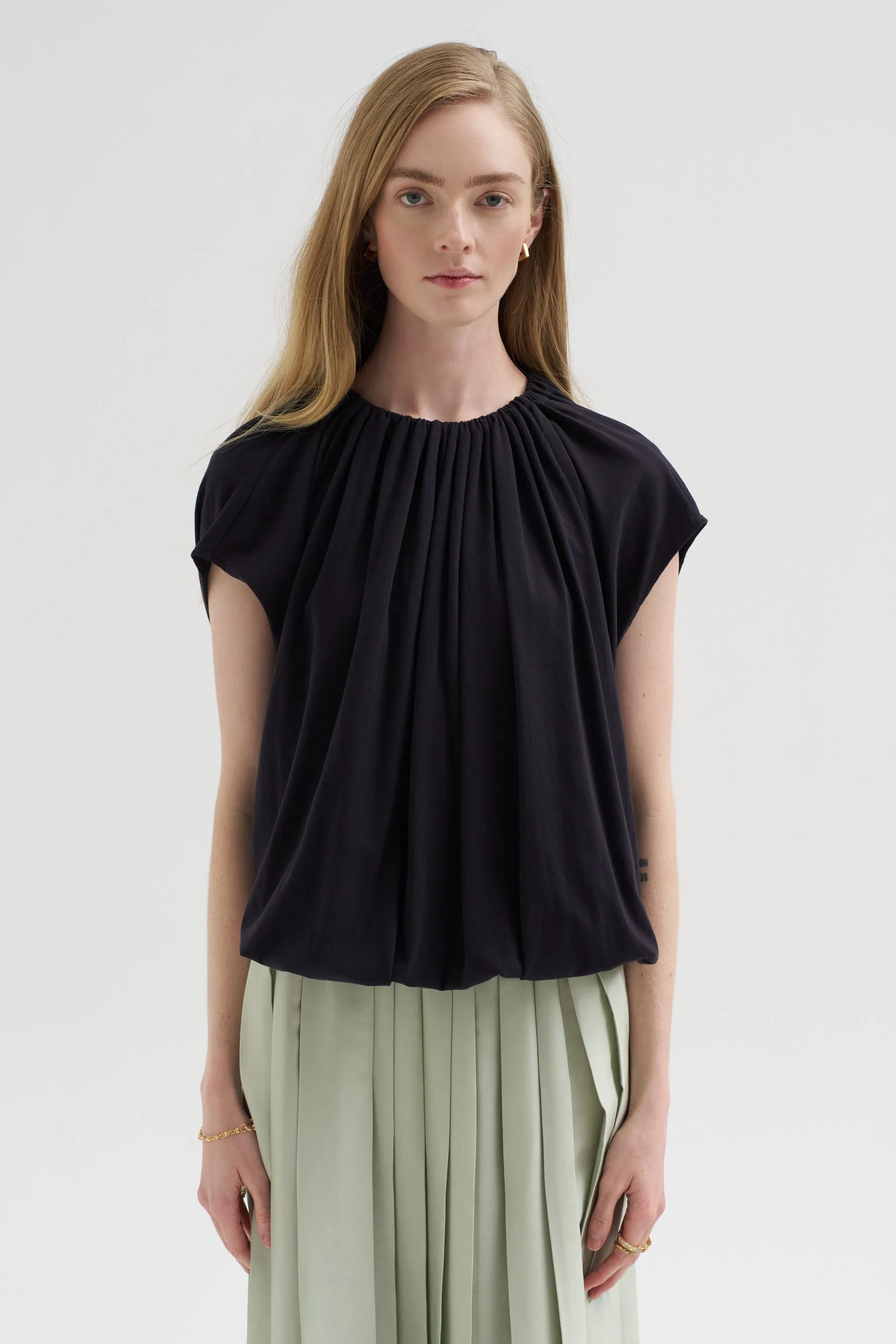 Shirred Neck Circular T-Shirt sold by Kick Pleat product image thumbnail 3