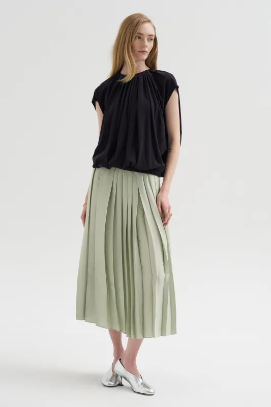 Shirred Neck Circular T-Shirt made by Tibi