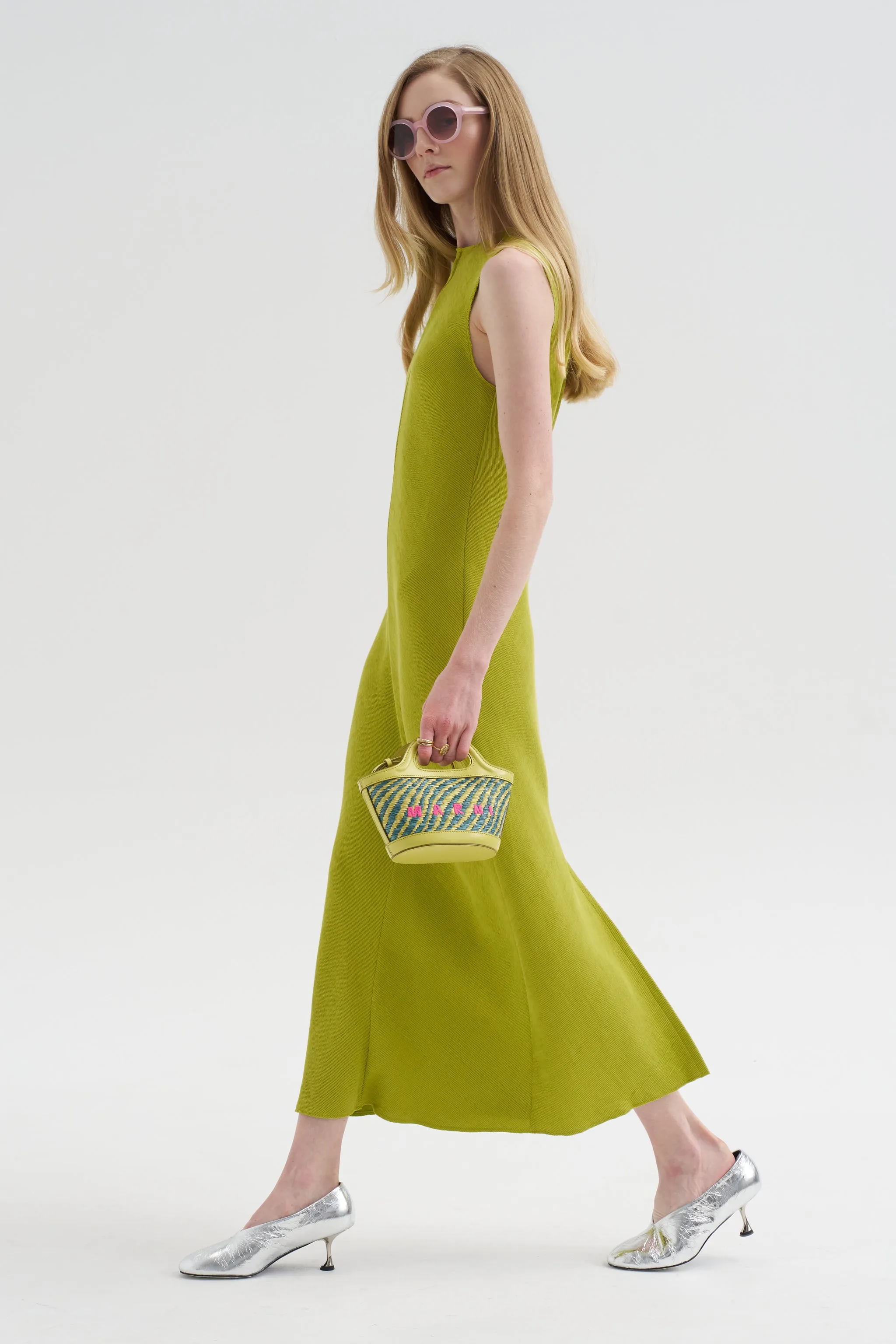 Viscose Plisse Sleeveless Bias Dress, Pea Pod sold by Kick Pleat product image thumbnail 2