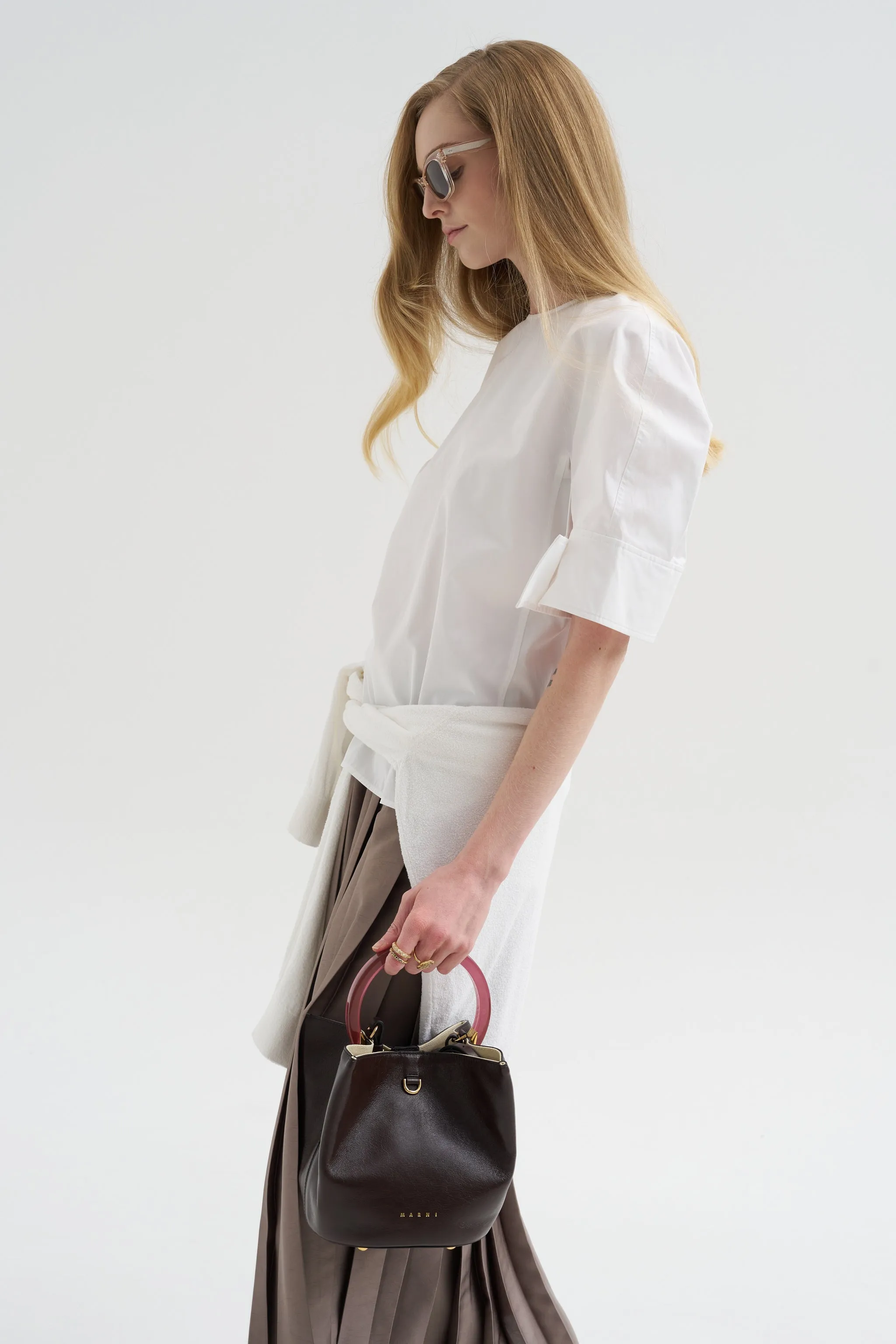 Compact Eco Poplin Reverse Sleeve Top, White sold by Kick Pleat product image thumbnail 2