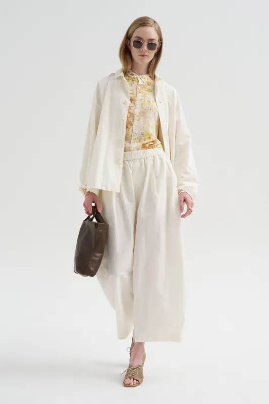 High Density Plain Weave Cropped Pants, Off White sold by Kick Pleat