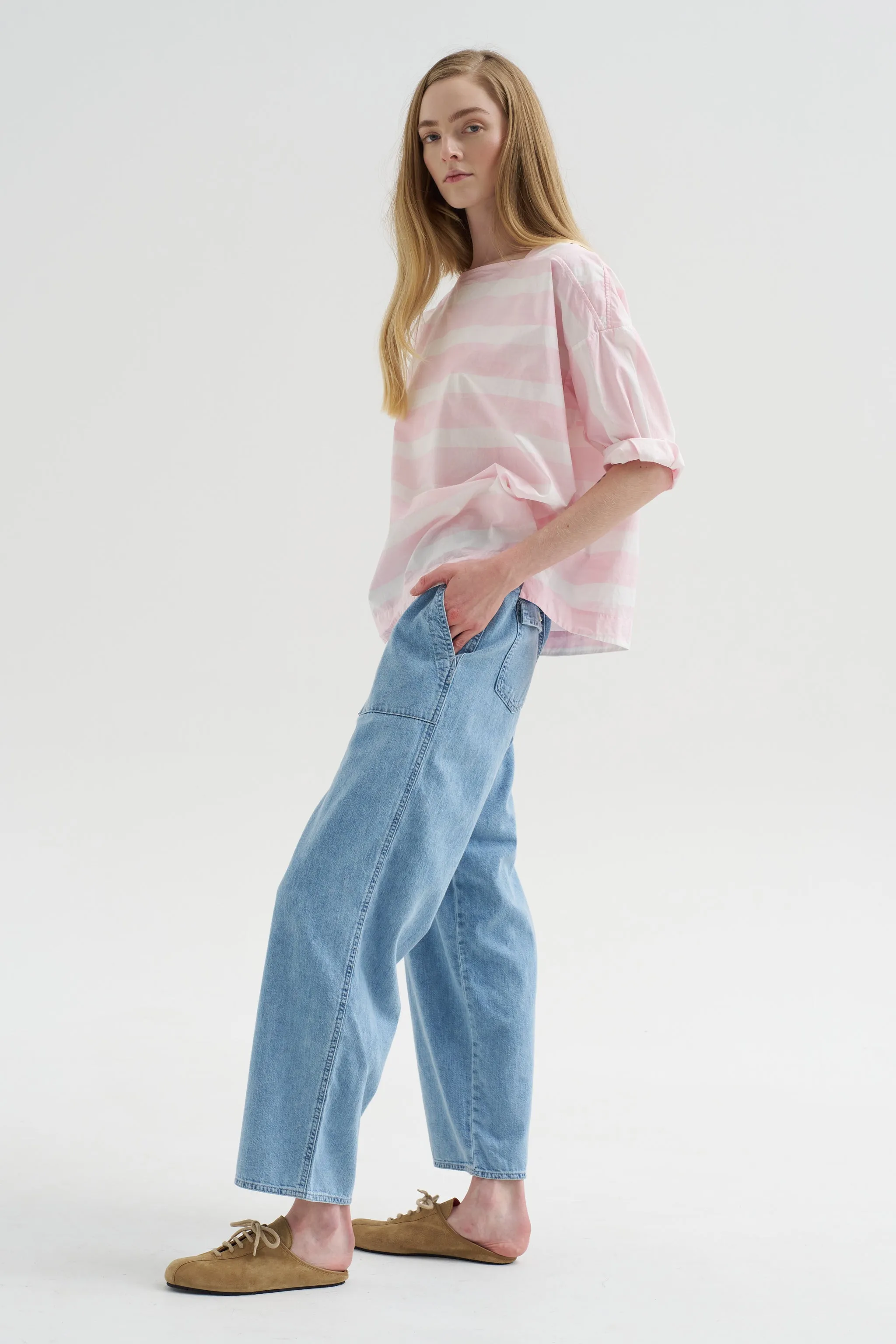 8oz Natural Denim Baker Pants, Ice Blue sold by Kick Pleat product image thumbnail 5