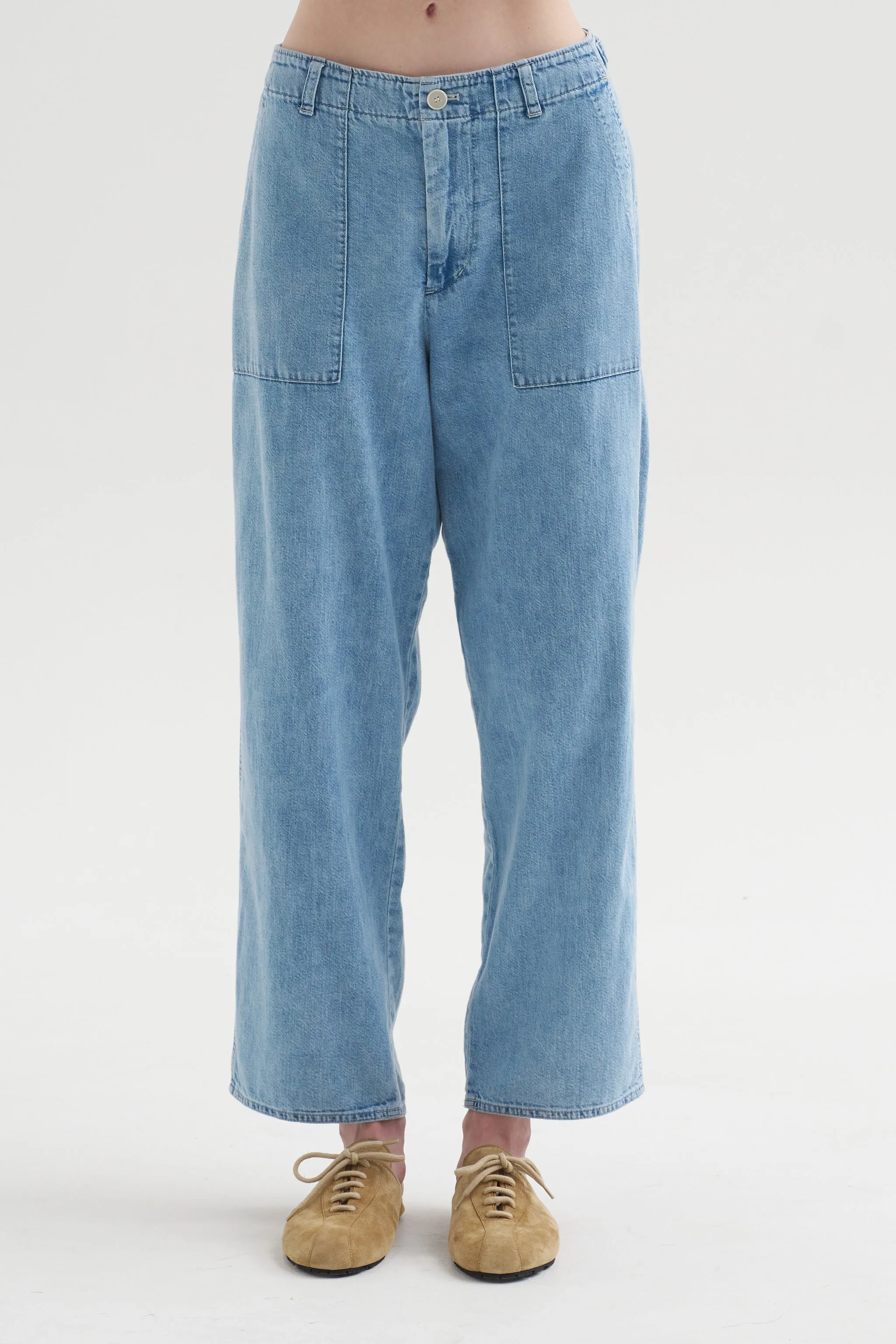 8oz Natural Denim Baker Pants, Ice Blue sold by Kick Pleat product image thumbnail 2