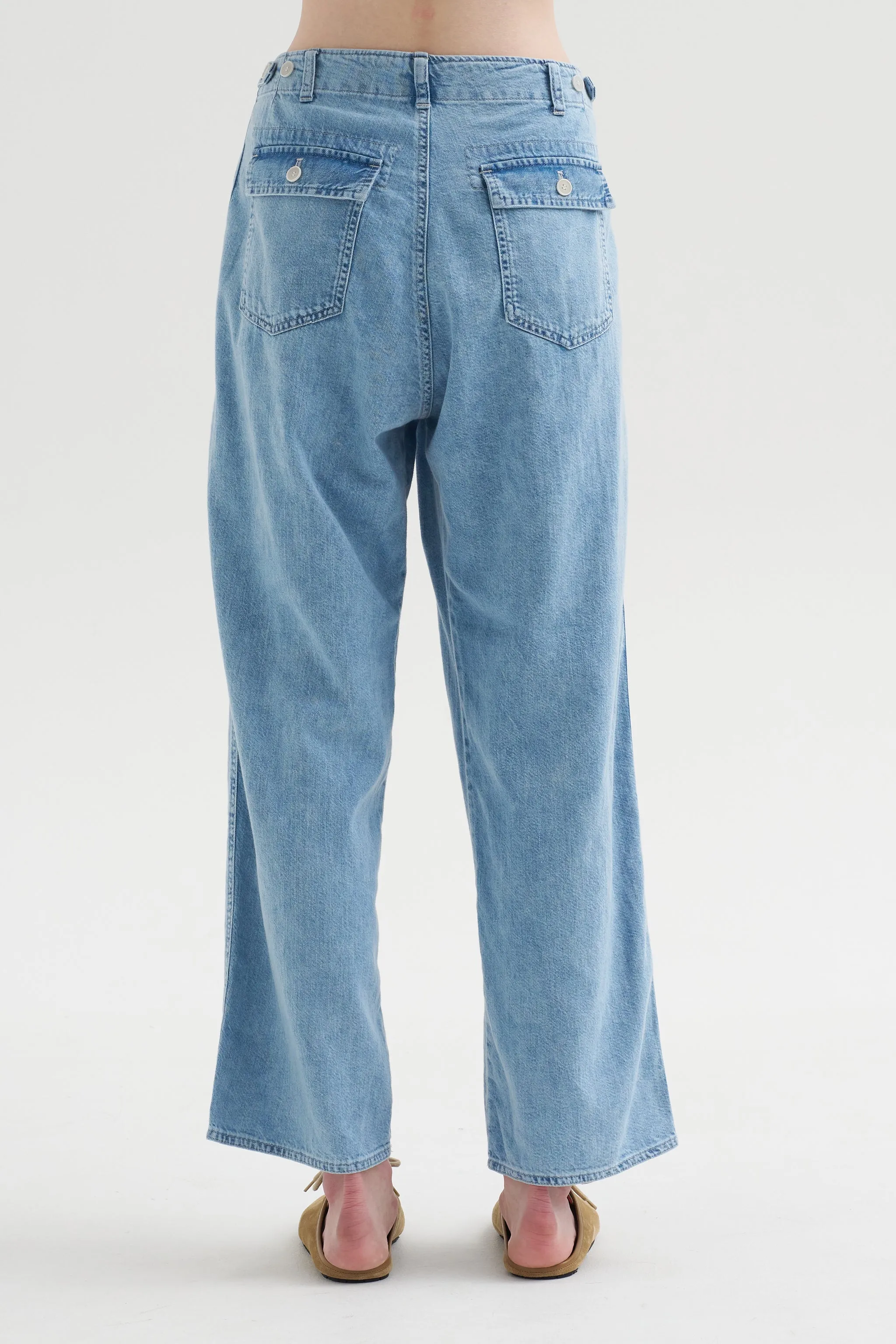 8oz Natural Denim Baker Pants, Ice Blue sold by Kick Pleat product image thumbnail 4