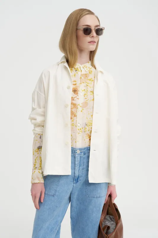 Silk Crepe Bundle Dye Blouse, Ivory made by Pas de Calais