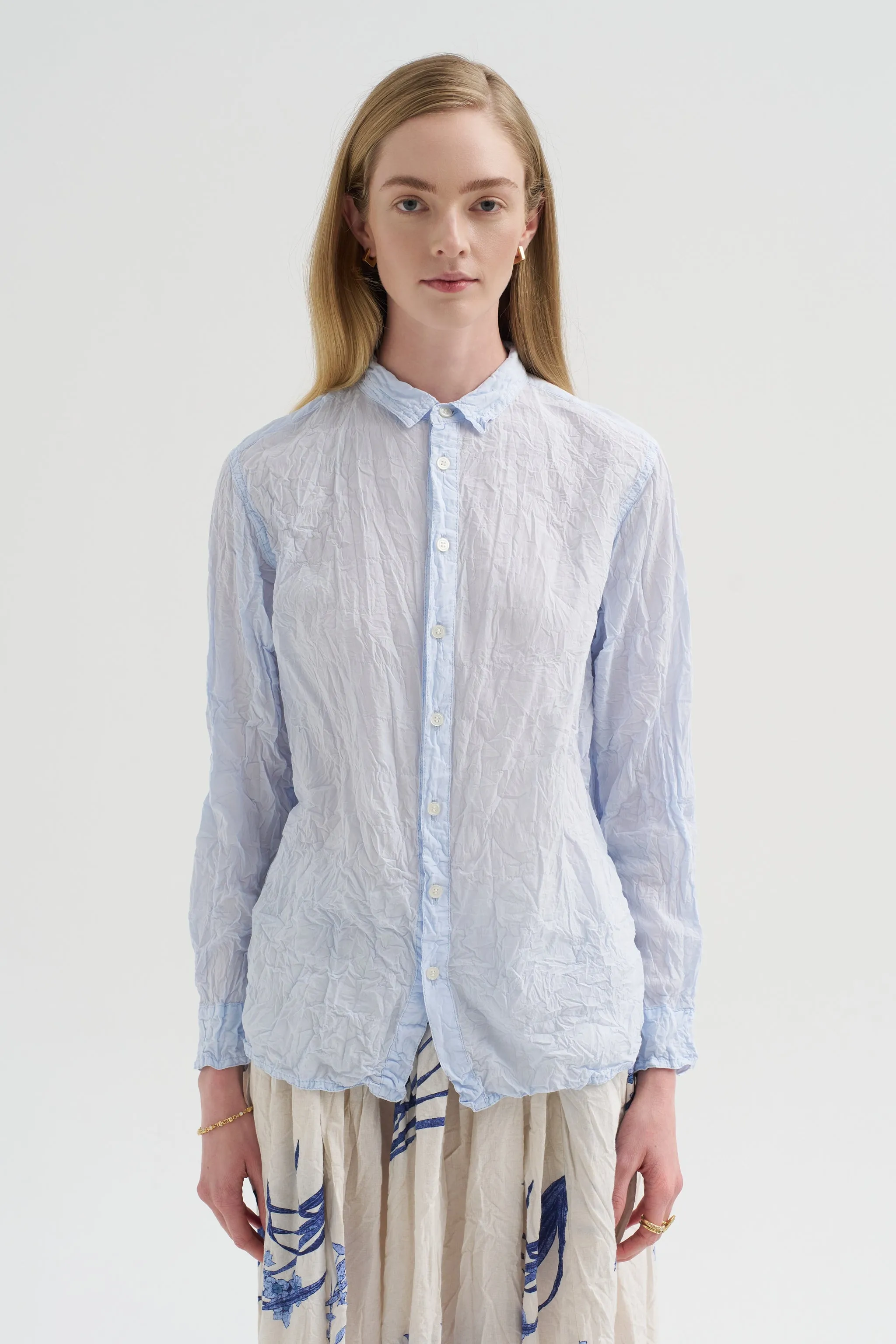 Washed Cotton Crinkle Classic Shirt, Saxe Blue sold by Kick Pleat product image thumbnail 2