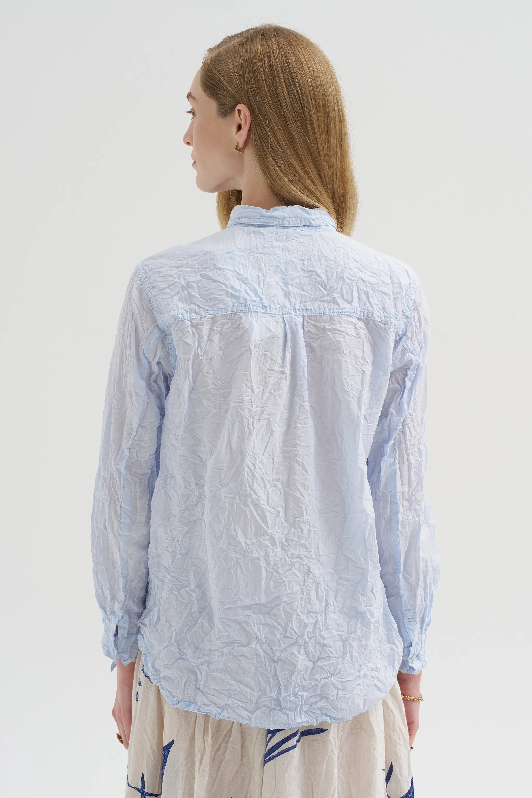 Washed Cotton Crinkle Classic Shirt, Saxe Blue sold by Kick Pleat product image thumbnail 4