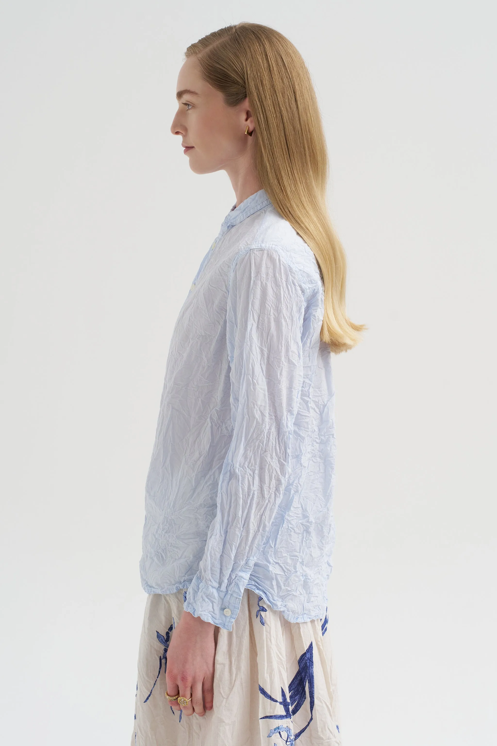 Washed Cotton Crinkle Classic Shirt, Saxe Blue sold by Kick Pleat product image thumbnail 3