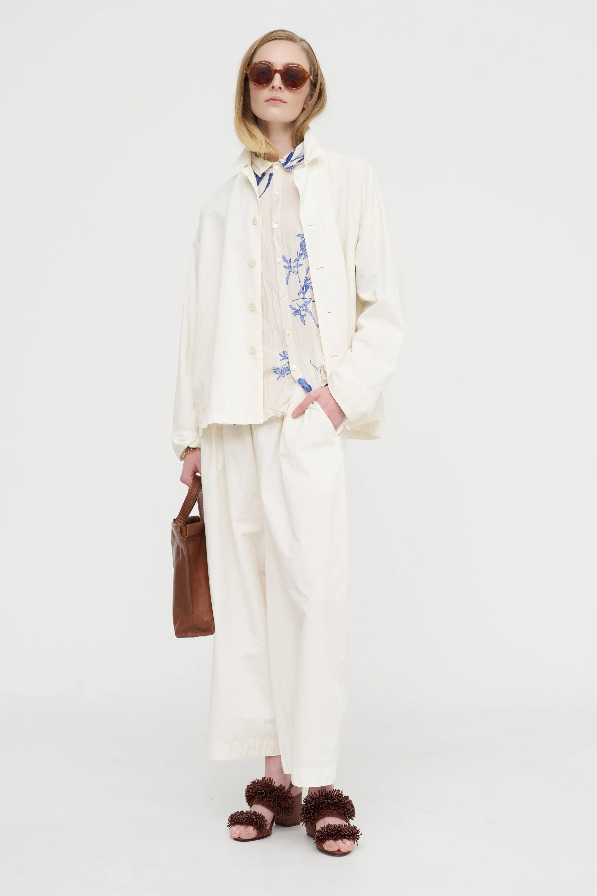 Japonism Flower Print Blouse, Ivory sold by Kick Pleat